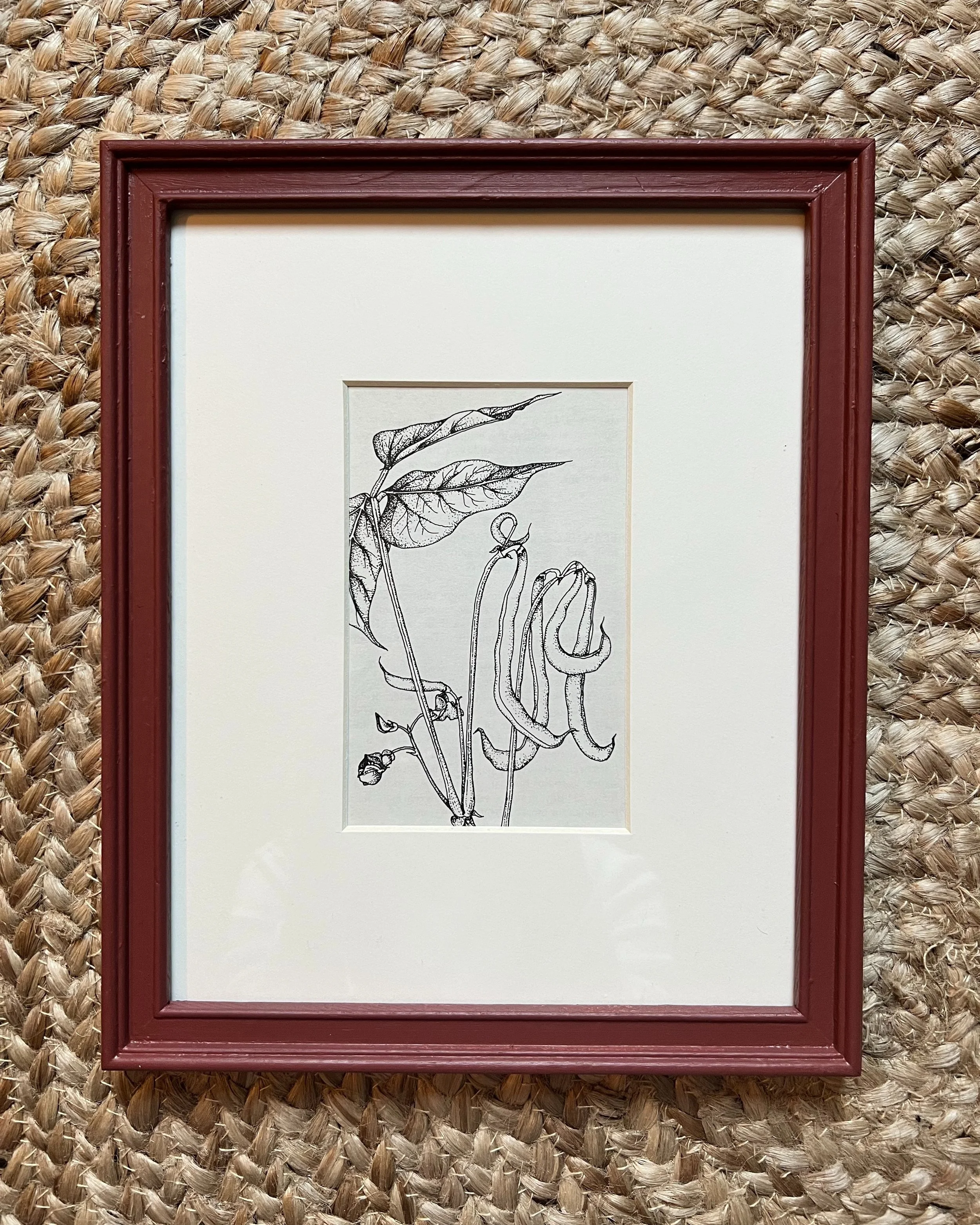 Green Bean Vintage Print with Hand Painted Frame