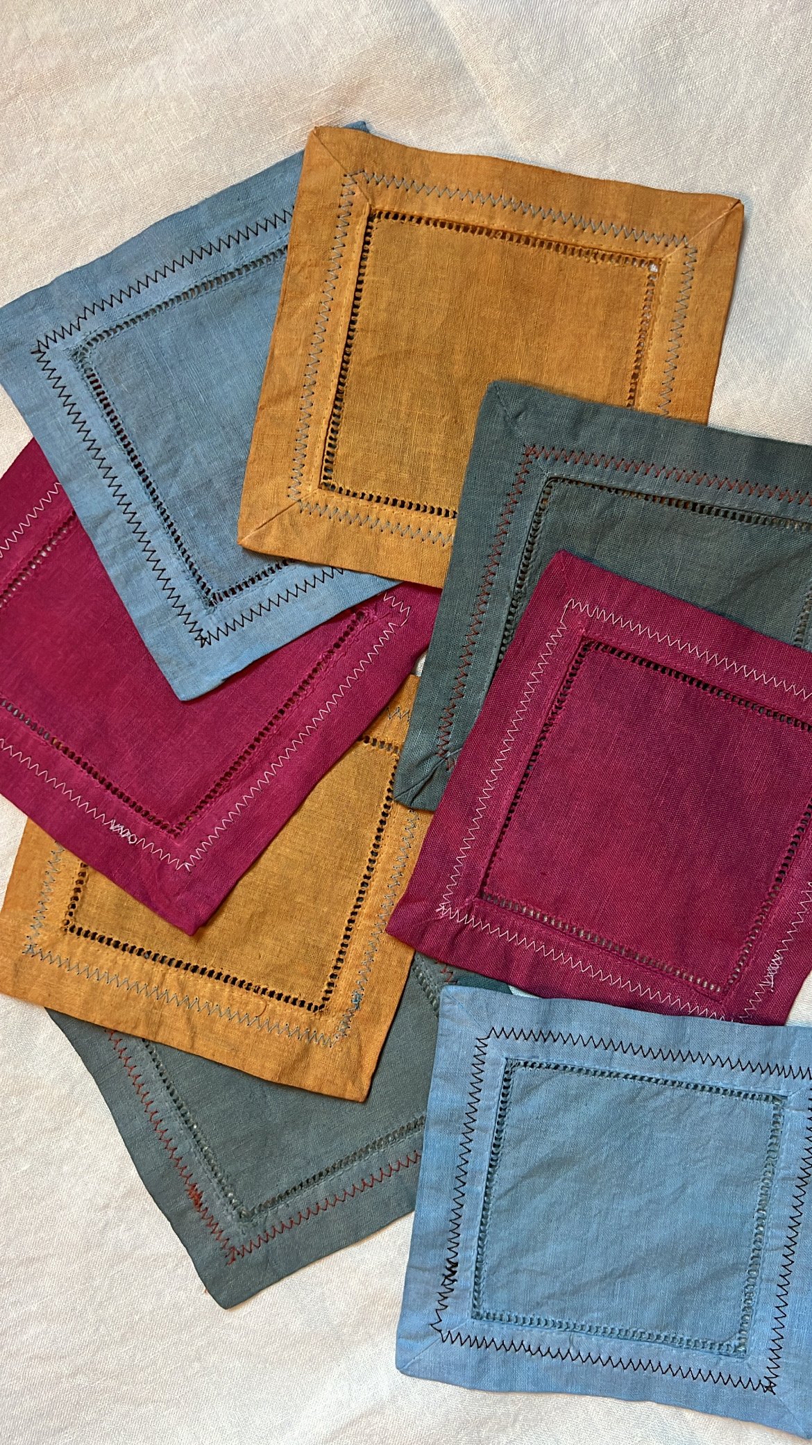 Hand-Dyed Linen Coasters - Set of Two