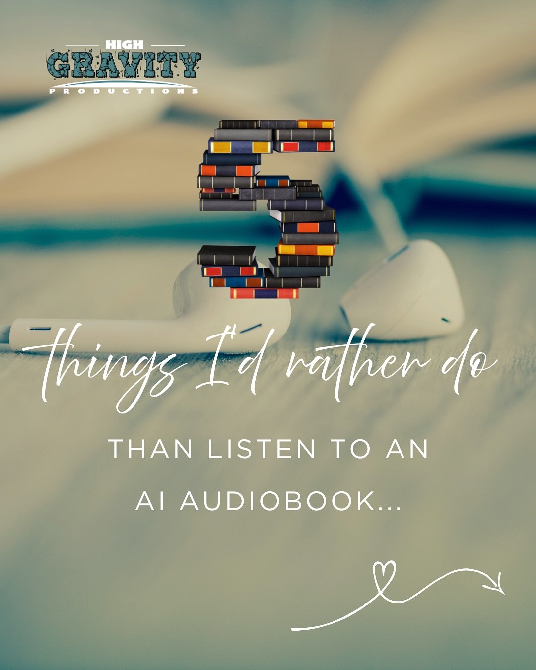 In celebration of #juneisaudiobookmonth, we had fun creating a list of 5 things we would rather do than listen to an AI audiobook. Thank you @samantha.norbury_narrator for starting this! 

#JIAM #humanvoicesonly #audiobooks #audiobookproduction #book