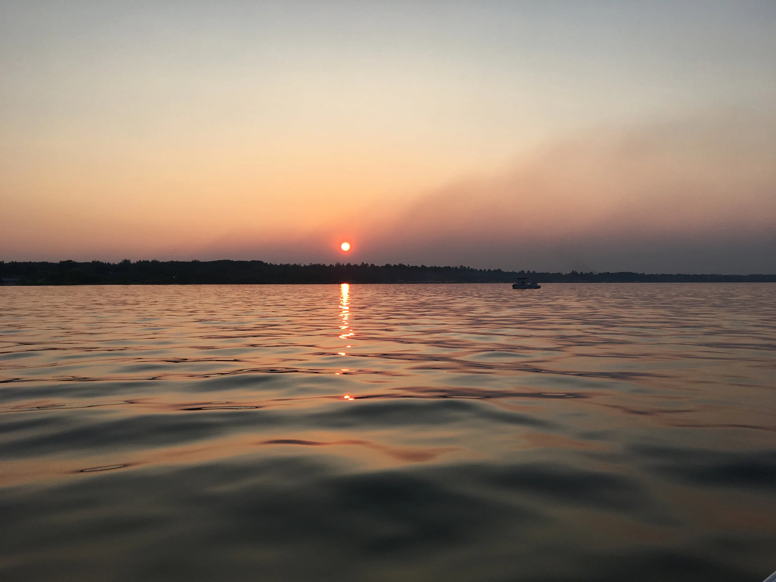 Cass Lake with smoky haze.