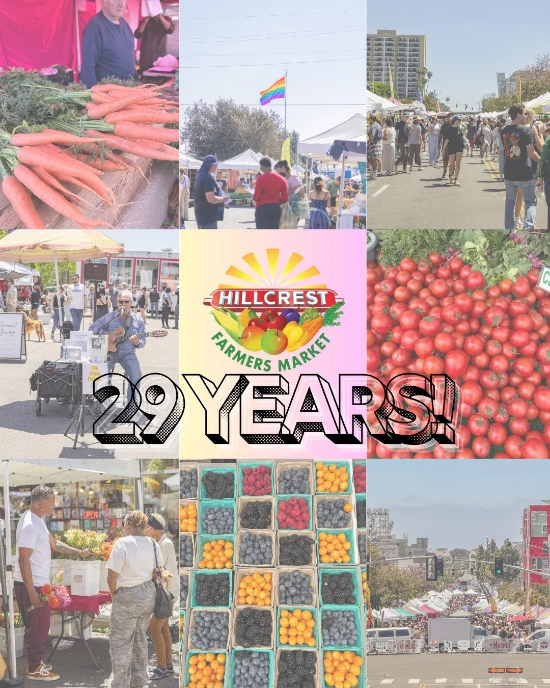 The Hillcrest Farmers Market turns 29 today! 🎉

As the oldest farmers market in San Diego, it&rsquo;s kind of wild to think about what started as 27 vendors in a DMV parking lot has grown into the Hillcrest Farmers Market we know today with 185+ ven