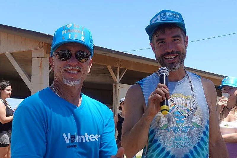 Dave Futch, REAL ESTATE AGENT OF HAWAII LIFE, with Christopher Robin of Surfrider Maui.