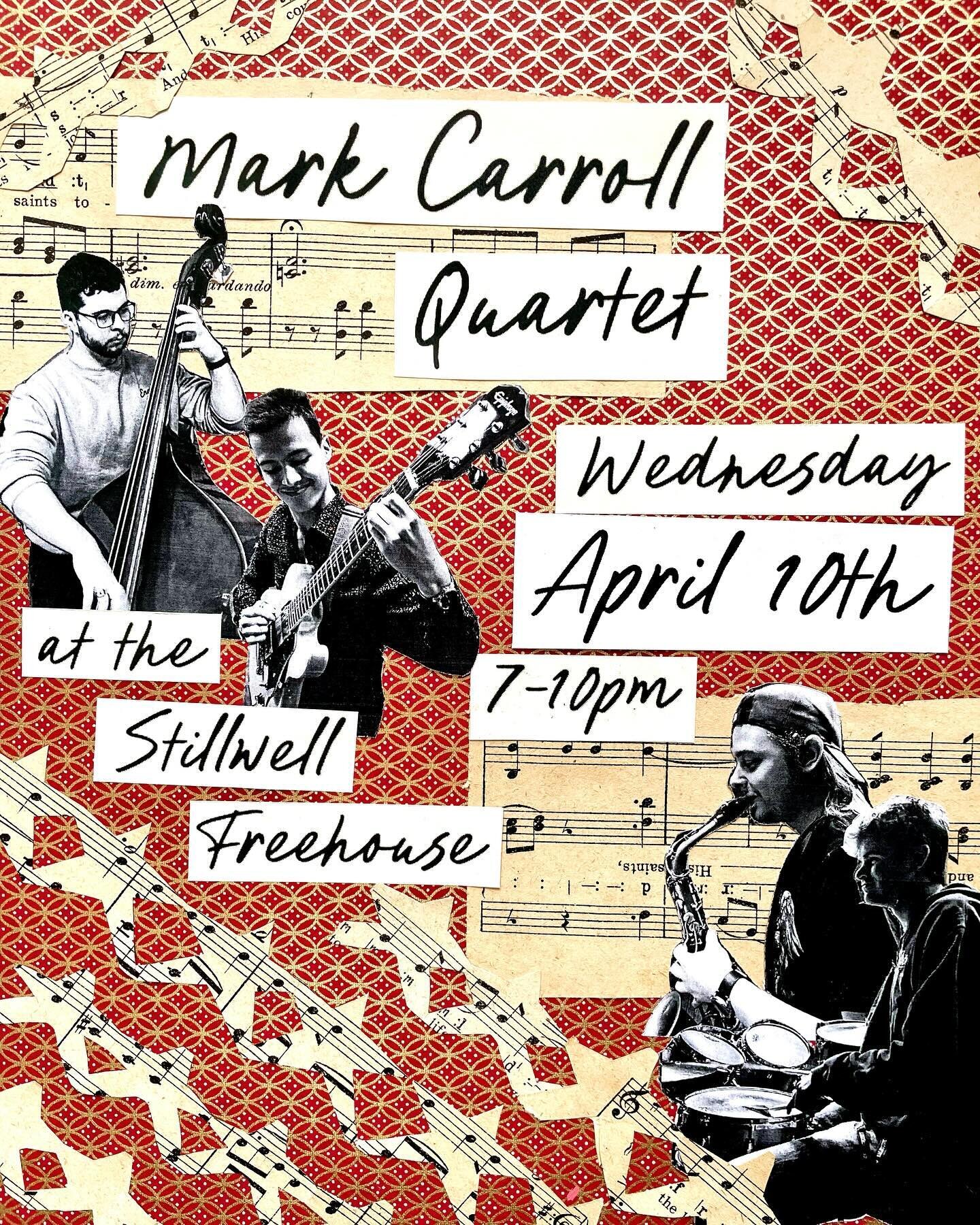 Coming up on Wednesday! @the_mark_carroll_quartet live 7-10 ✨

Good times guaranteed! 😊

🎨: @mostlybeerprints