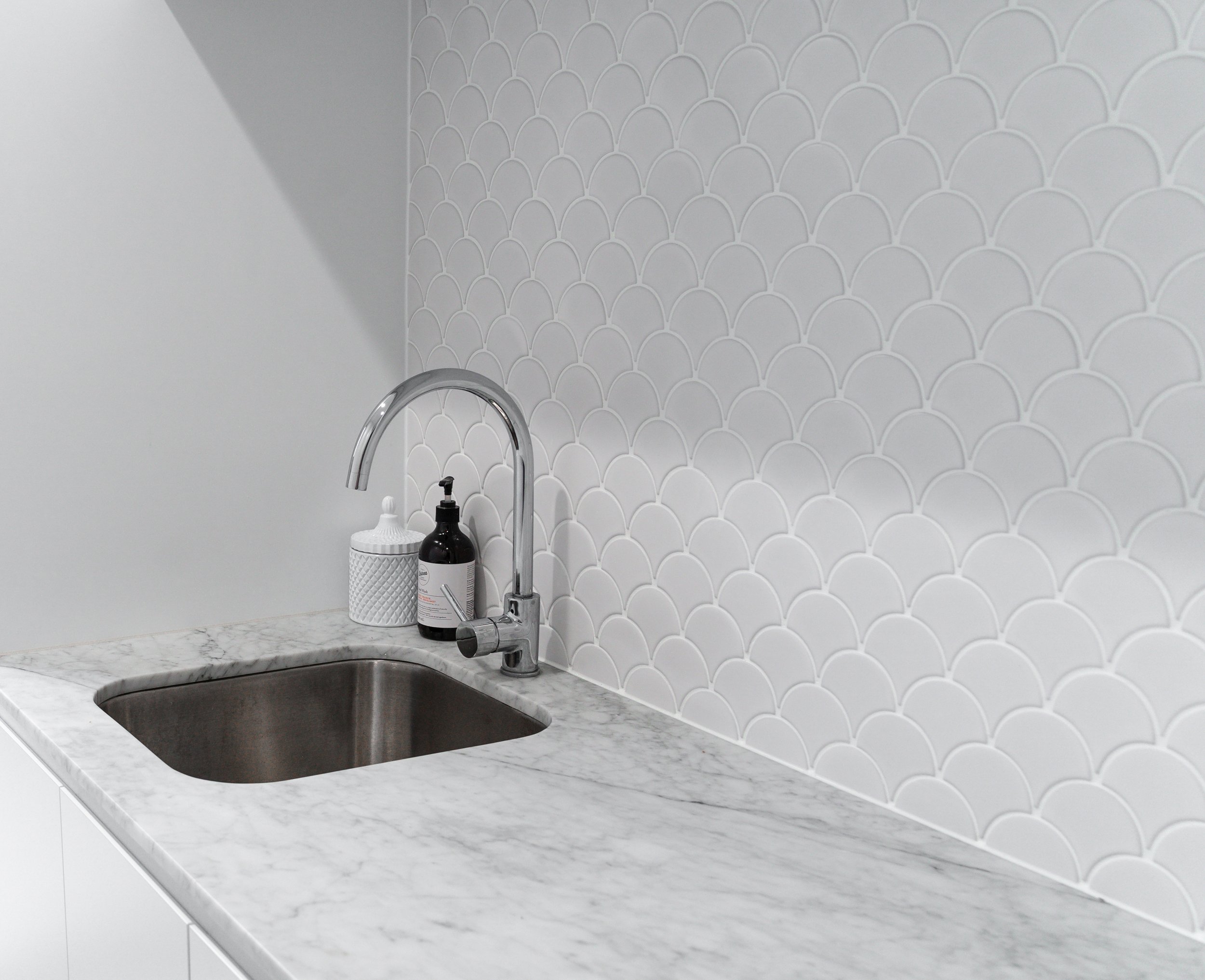 Carrara marble laundry countertop