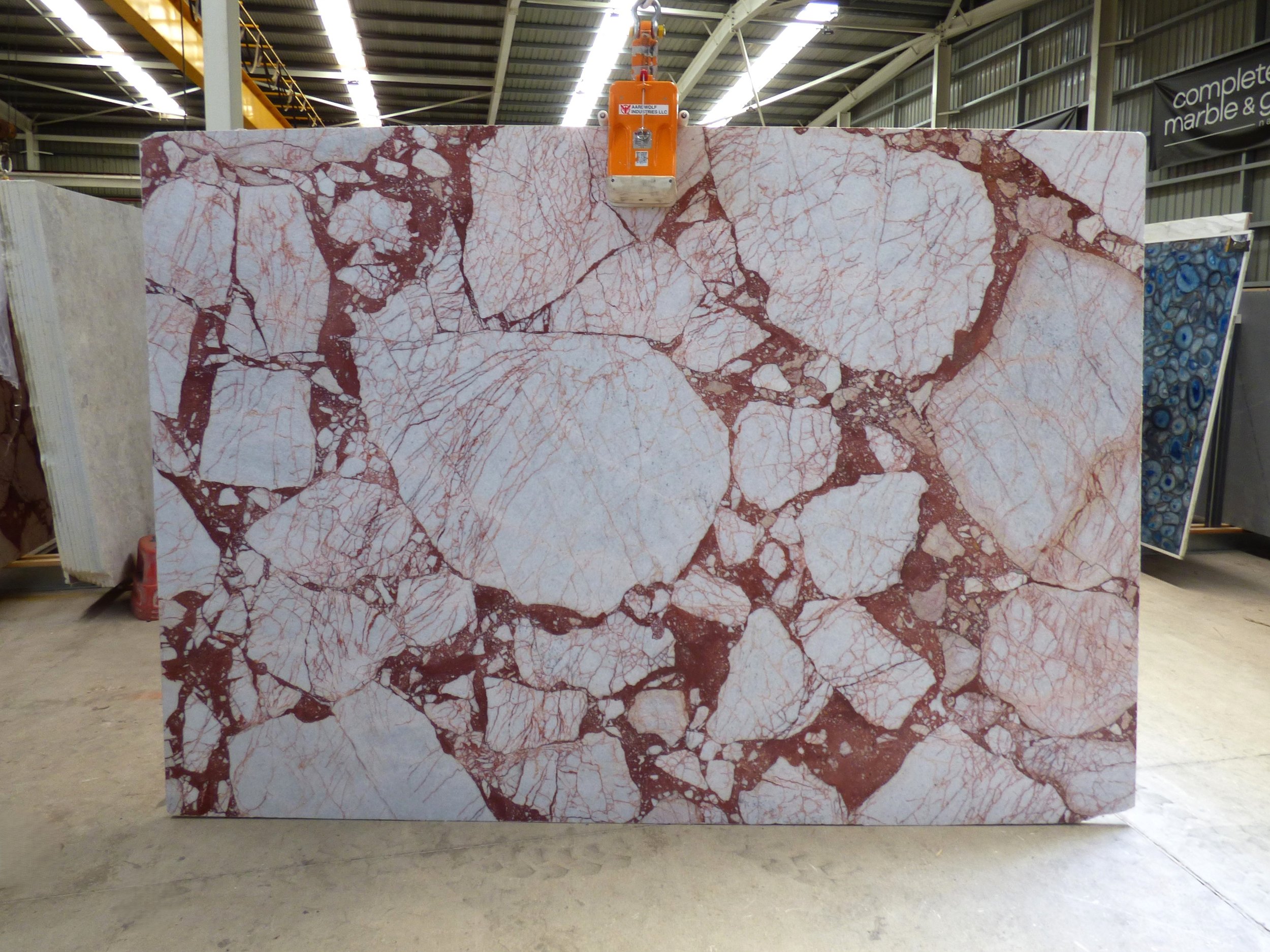 A slab of Breccia Rubino 20mm honed BR-1025