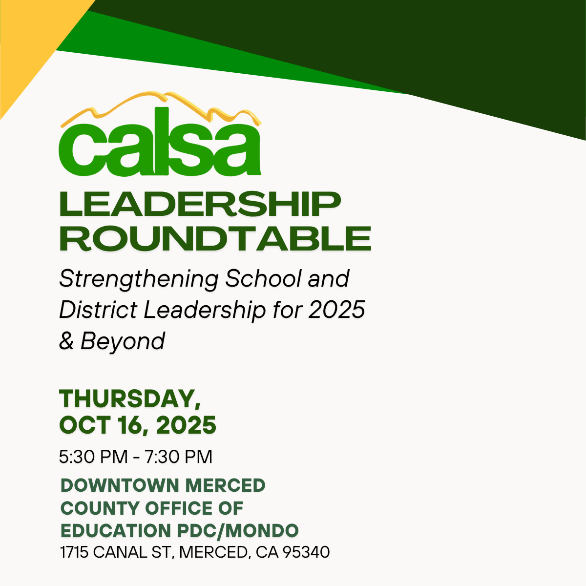 Region 3, Merced - Leadership Roundtable, Strengthening School and District Leadership for 2025 & Beyond
