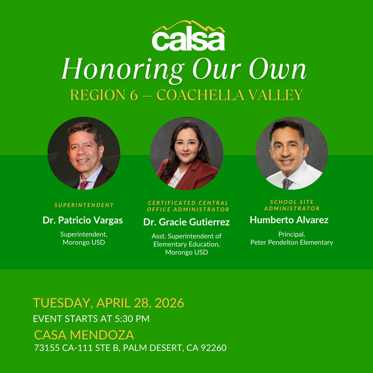 REGION 6, HONORING OUR OWN — COACHELLA VALLEY