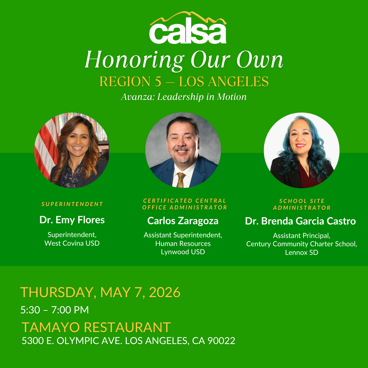 REGION 5, HONORING OUR OWN Avanza: Leadership in Motion