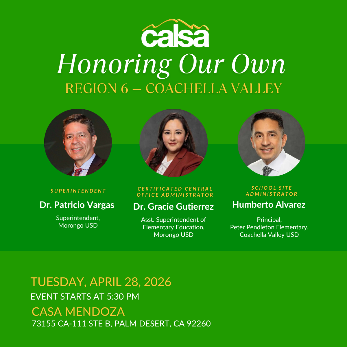 REGION 6, HONORING OUR OWN — COACHELLA VALLEY