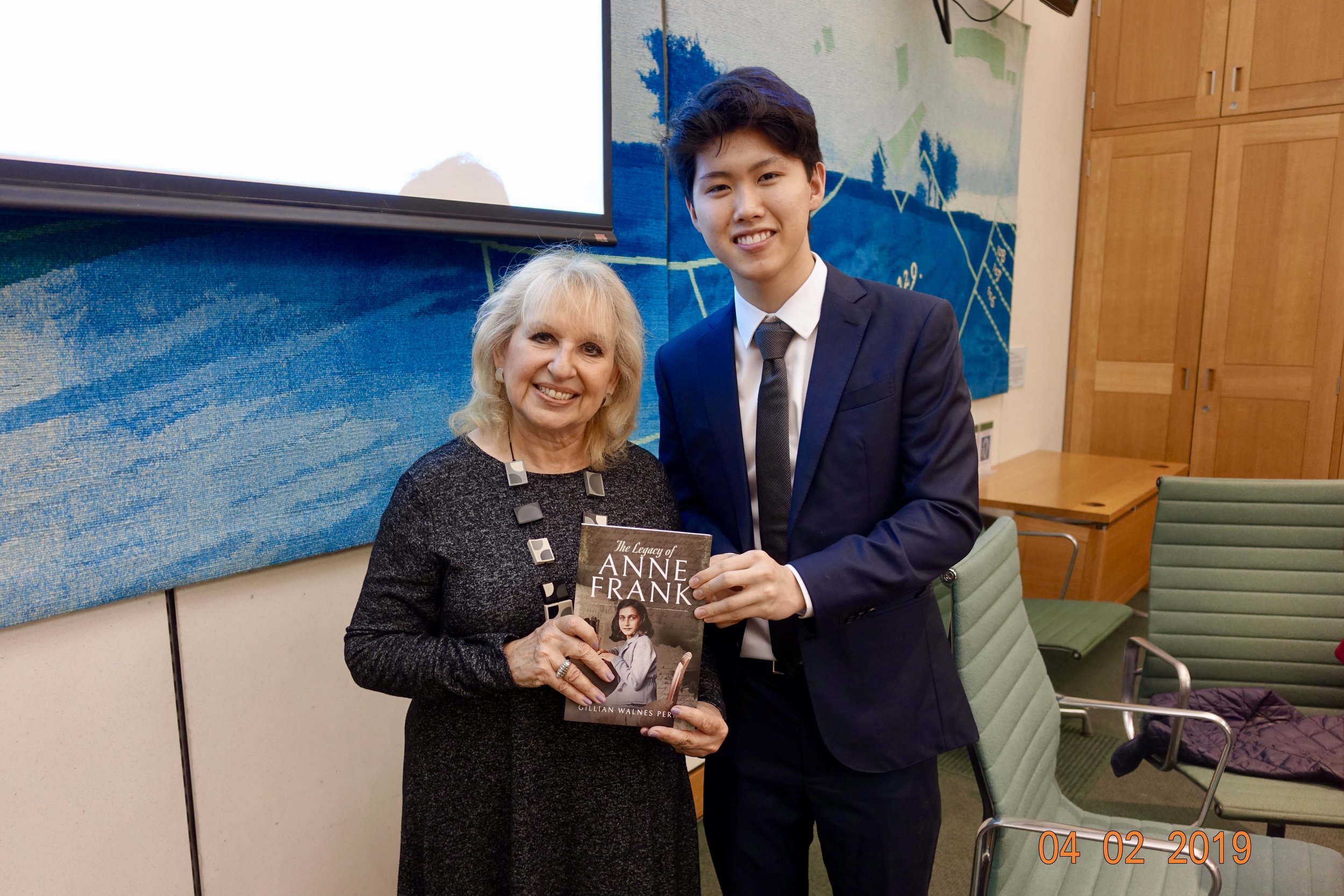 With Gillian Walnes Perry MBE, Co-Founder of Anne Frank Trust and author of "The Legacy of Anne Frank"