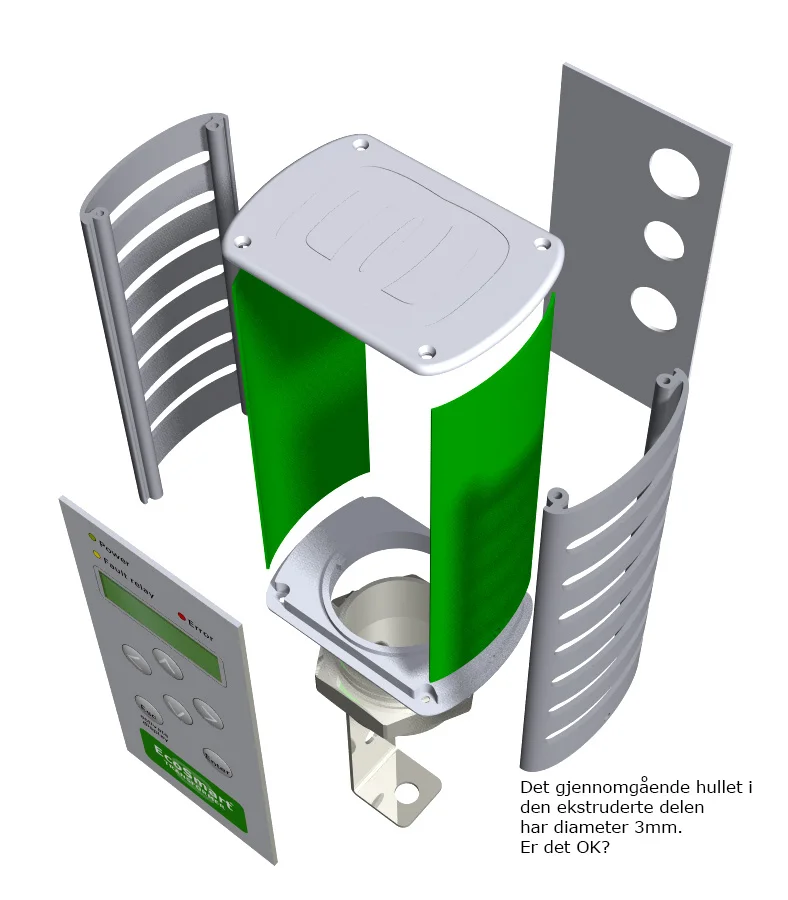 Exploded view of the aluminum parts