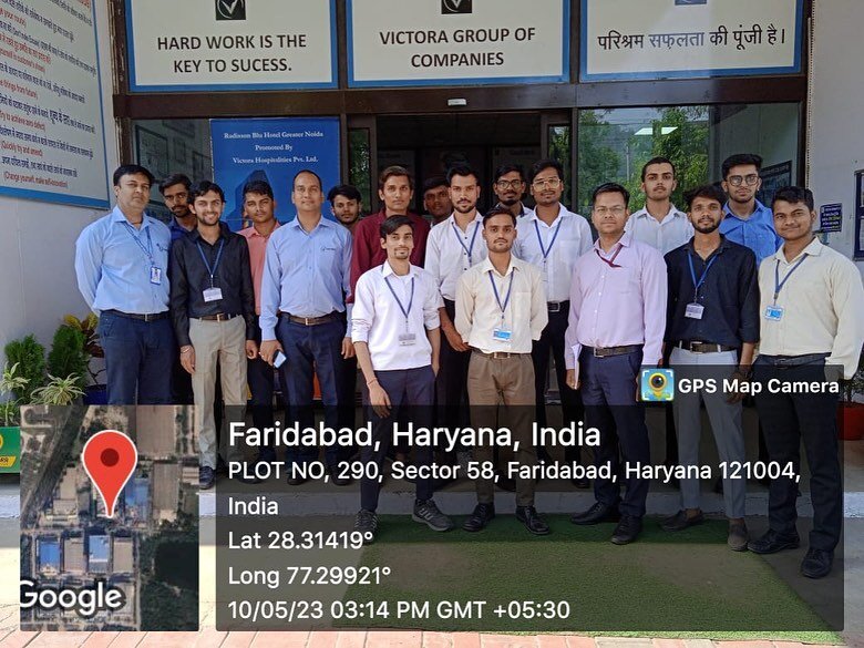 Department of ME and T&amp;P Cell SDIET successfully organised an Industrial visit at Victora Industries Private Limited Plant at Sector -58, Ballabgarh, Faridabad for B.Tech ME 6th semester students on 9th May 2023.
The visit was started with brief 