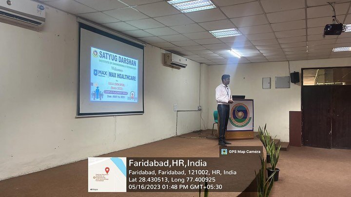 T&amp;P Cell SDIET along with MAX HOSPITALS, GURUGRAM &amp; VAISHALI (LOCATION) successfully conducted an ON-CAMPUS PLACEMENT DRIVE for BBA Final year students on MAY 16, 2023.

Mr. Sumit Rathee (TPO, SDIET) welcomed the team from MAX HOSPITAL-
Mr. D