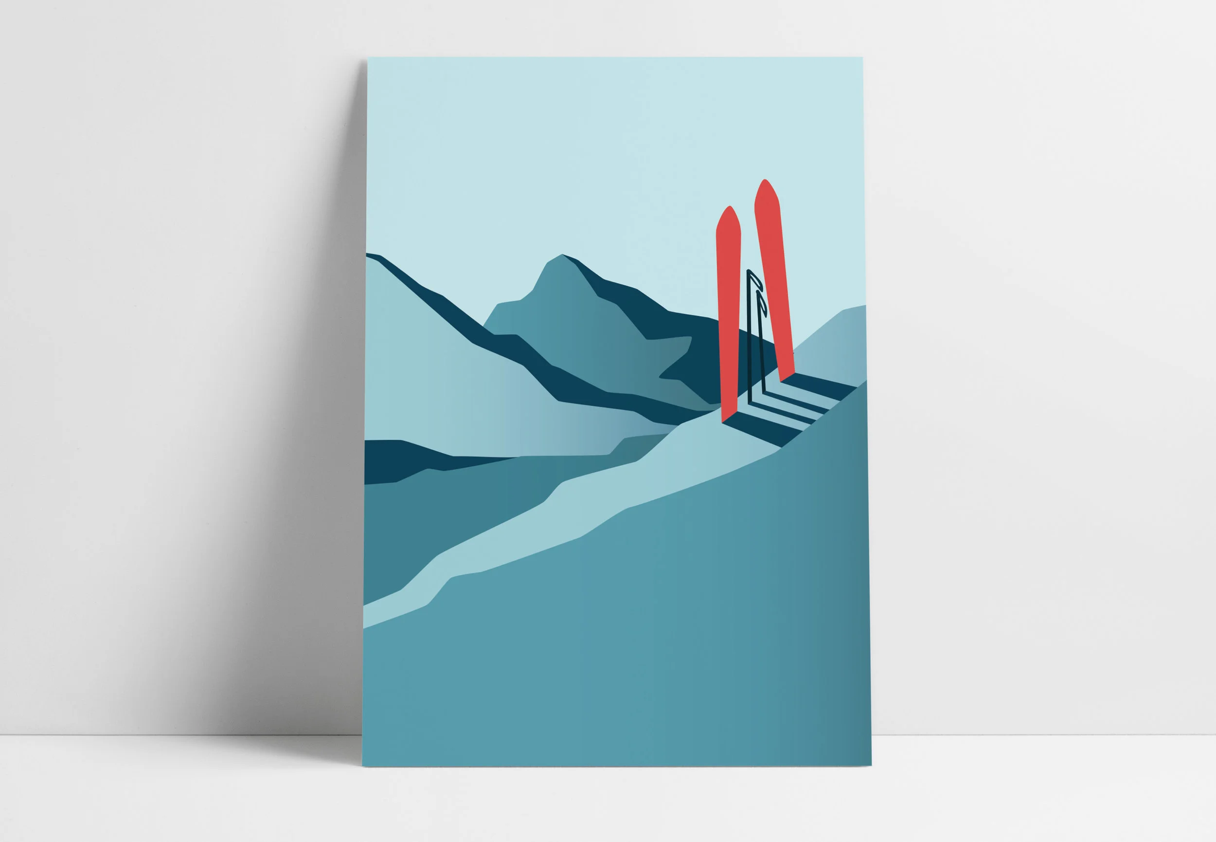 Skies Mountains. Postcard
