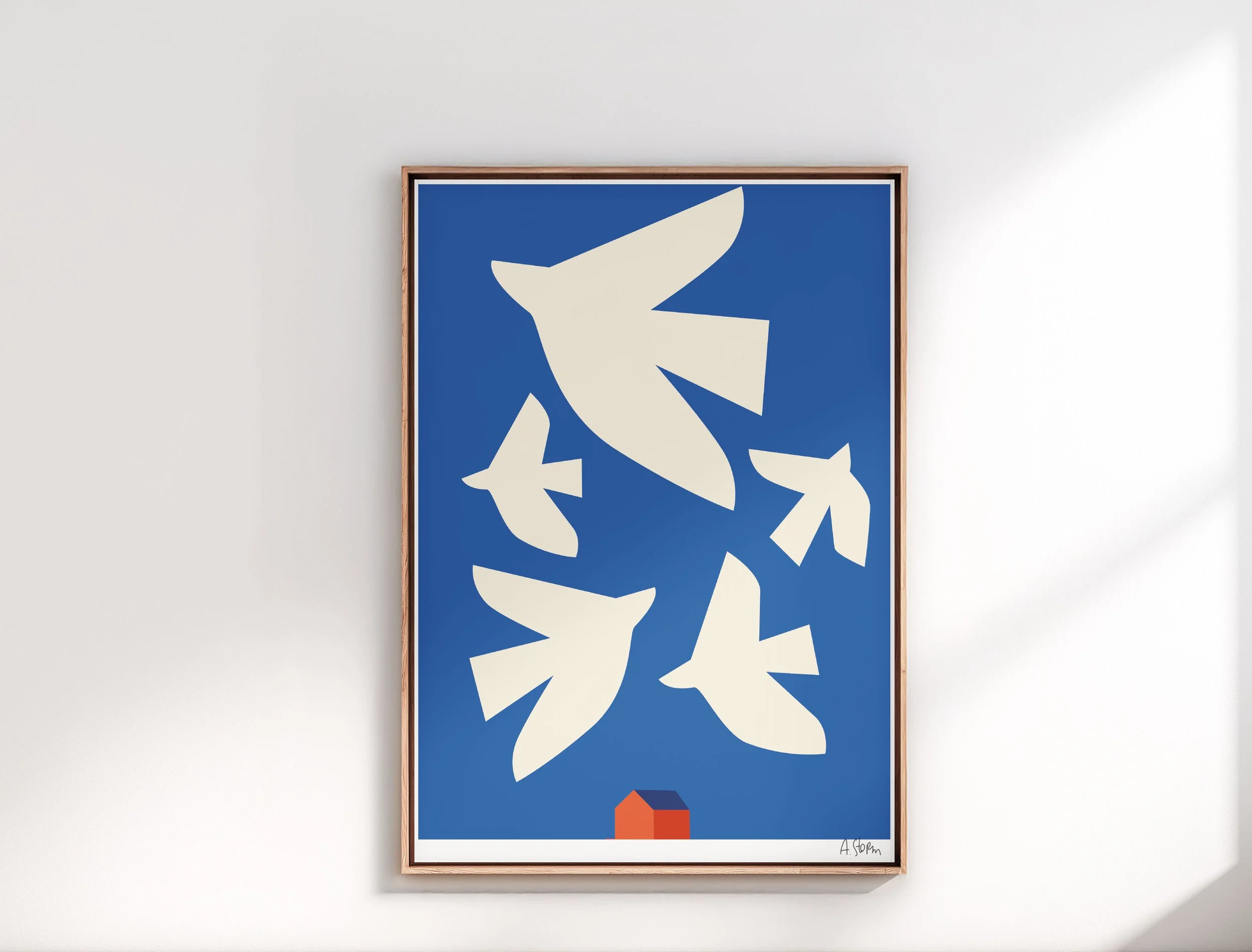 Birds. House. Blue