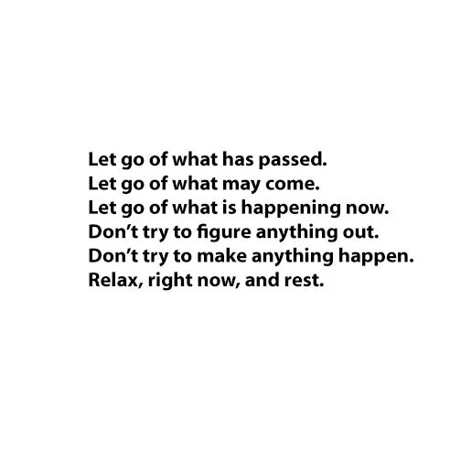 Six words of advice from the Indian master Tilopa. Originally they are presented as the Six Nails: “Don’t recall. Don’t Imagine. Don’t think. Don’t examine. Don’t Control. Rest.” I find this updated version to be more user-friendly.