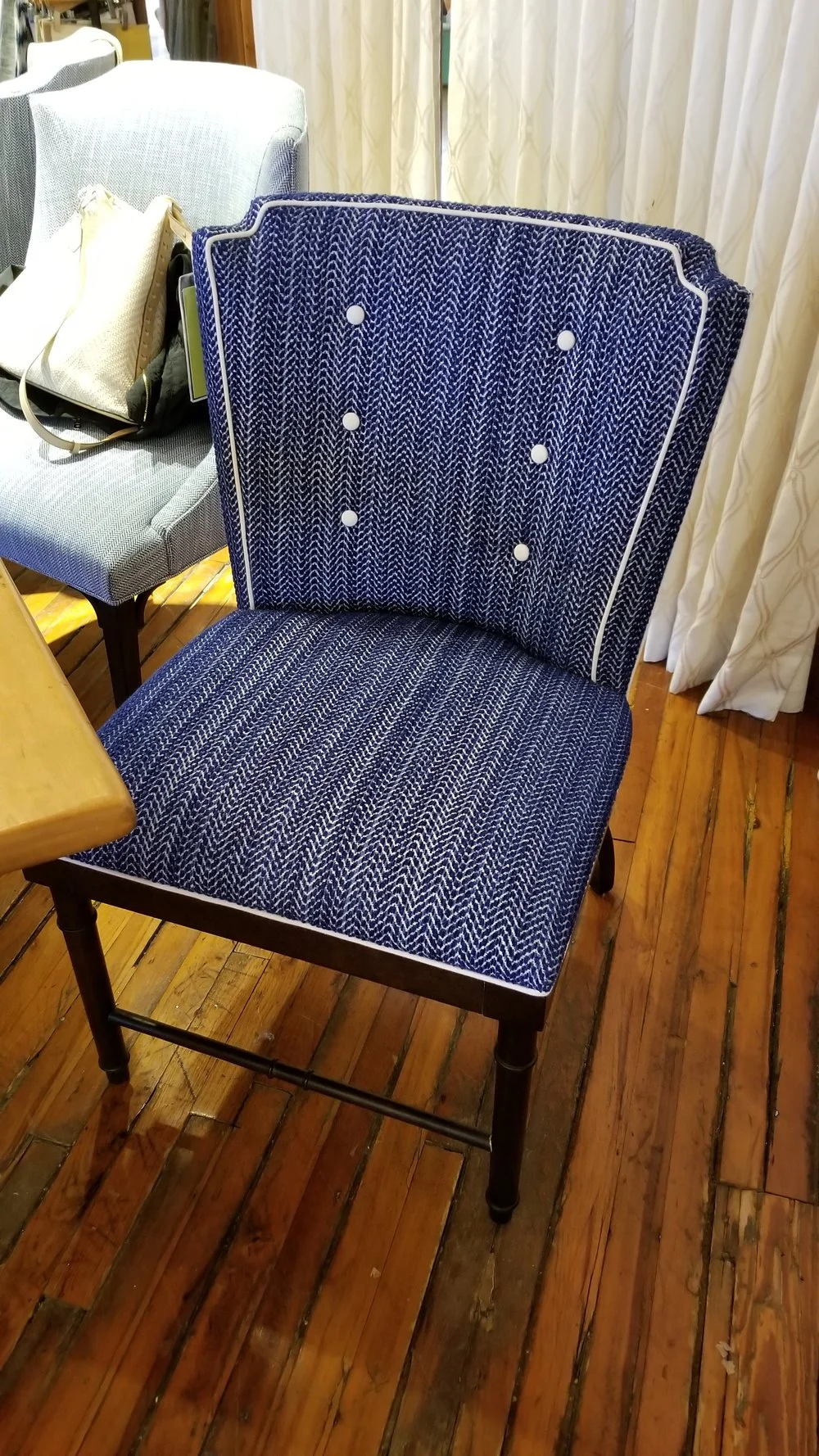 One of my favorite showrooms, Thibaut and Anna French, offers a stunning array of side chairs and dining room seating. I like to think we find selections which extend an invitation to linger around the table. I'm in the process of letting go of some French antique chairs and I think their Stirling Chair is in the finals. Very comfortable and I love the Dorothy Draper-esque leaning. Dressy-casual is so me!