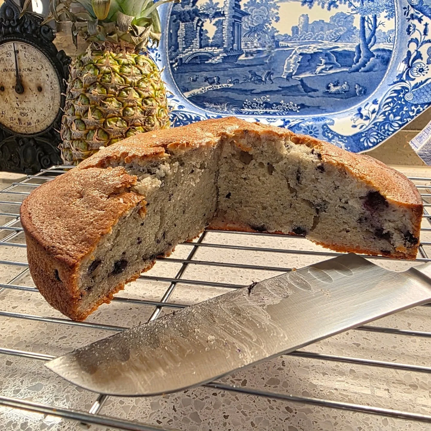 No one was injured in the process of making this morning's blueberry bread, though the method of cutting it looks menacing. Thank you to my dear husband for this morning's surprise!

Friday is the beginning of our weekends in the Horton home. Or #pin
