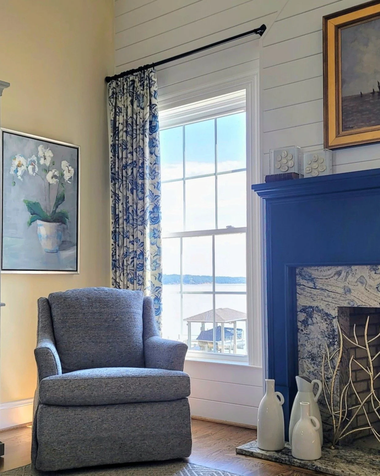 I know. We're waiting for the breezes of fall to begin to drift in. It's been hot-thirty degrees in NC this week!

Meanwhile, we're still officially in the summer season for a few more weeks. I'll just pretend I'm at our clients' lake home, being coo