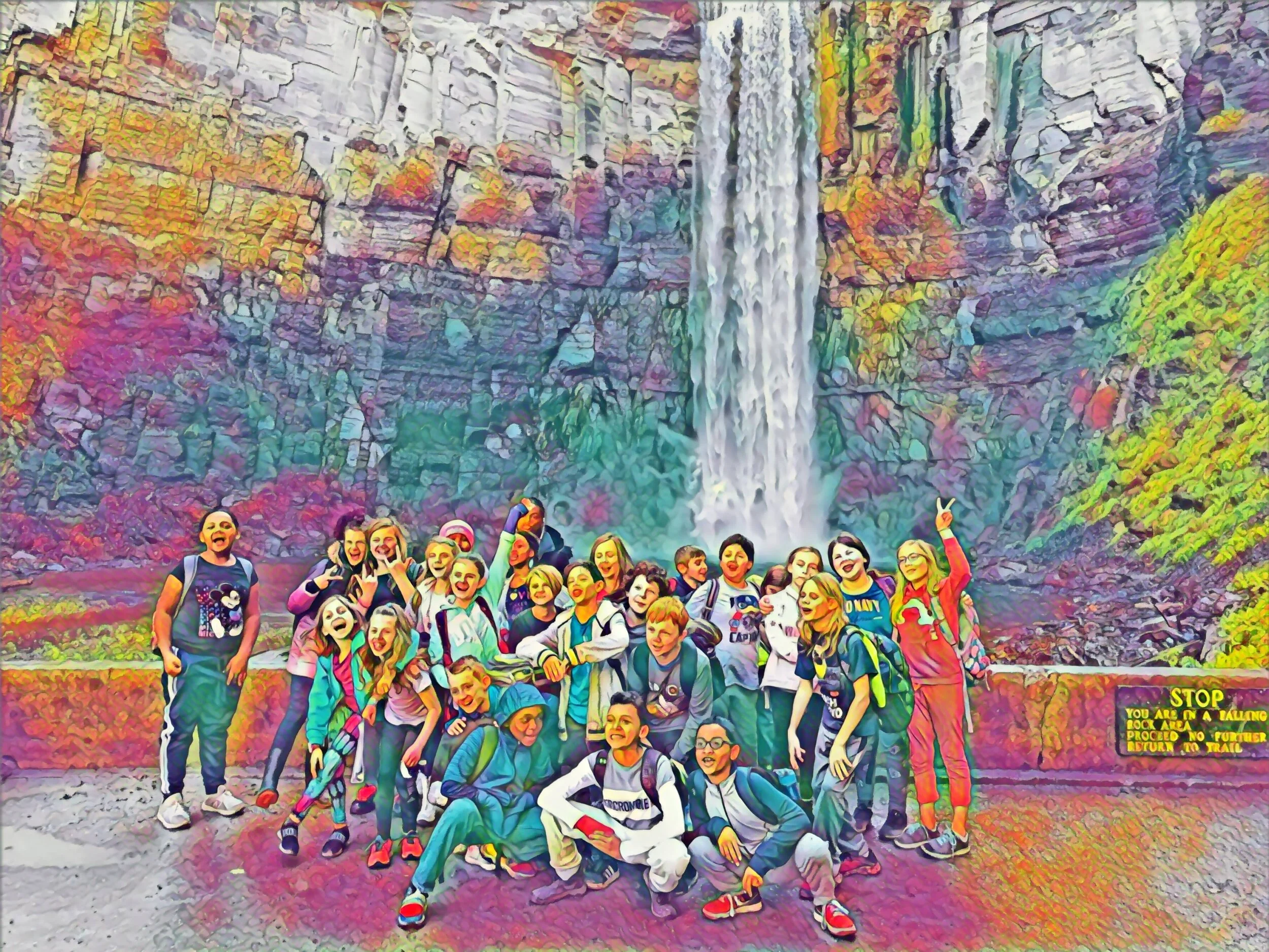 Taughannock walk with class cartoonized.JPG