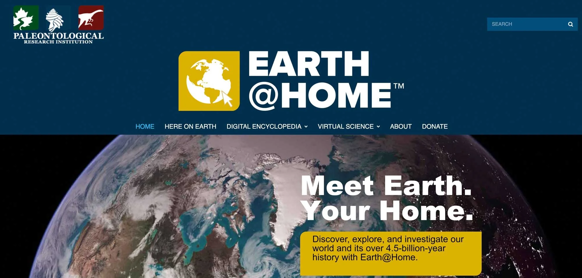 Screenshot of the homepage of Earth@Home.