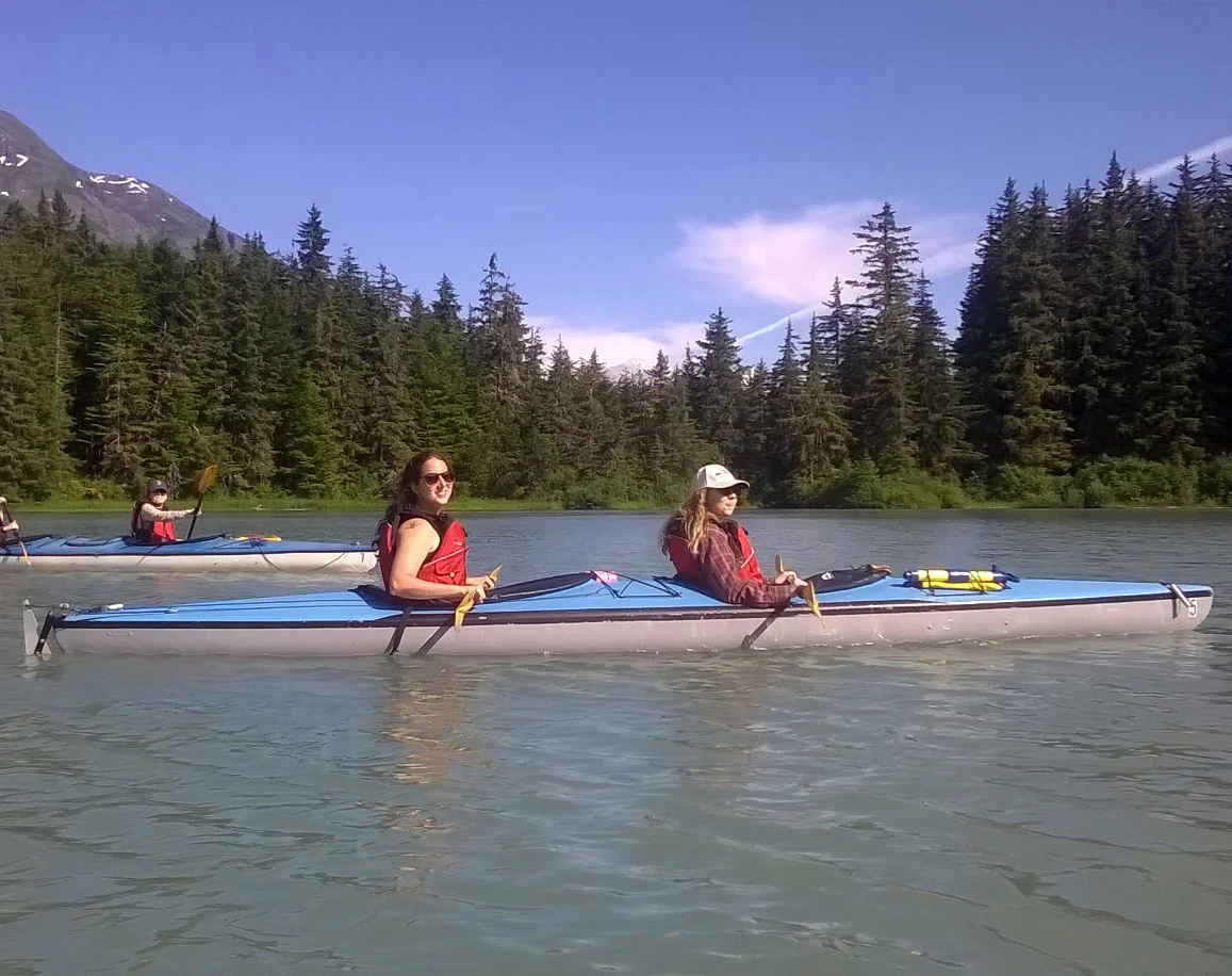 Lisa's daughter, Emily (with sunglasses), in Haines, Alaska.