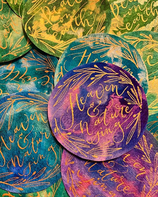 More ornaments ... comin&rsquo; RIGHT up!
.
We go orna-MENTAL about decorating our trees so I&rsquo;ll have 35 ornaments this Market (since dummy dodo bird here only had 10 last year). Live &amp; learn.
.
Jewel tone watercolors + gold - a combo fit f