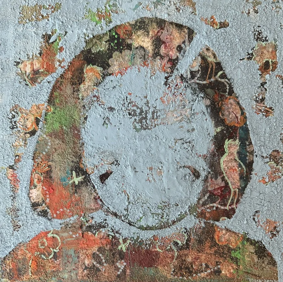 Untitled 12x12x2"- mixed media on wood - $350