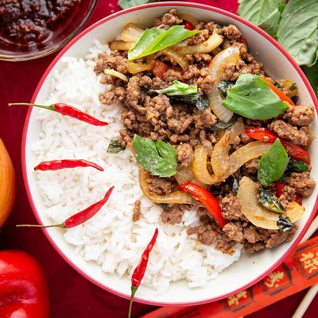 From Jet Talia&rsquo;s 101 Asian Dishes to Cook Before You Die! Spicy Basil Beef! It&rsquo;s delicous and I cannot wait to dive more into this cookbook! The aromas take me back to my mom cooking Asian dishes in our kitchen. #padkrapow #spicybasil #as