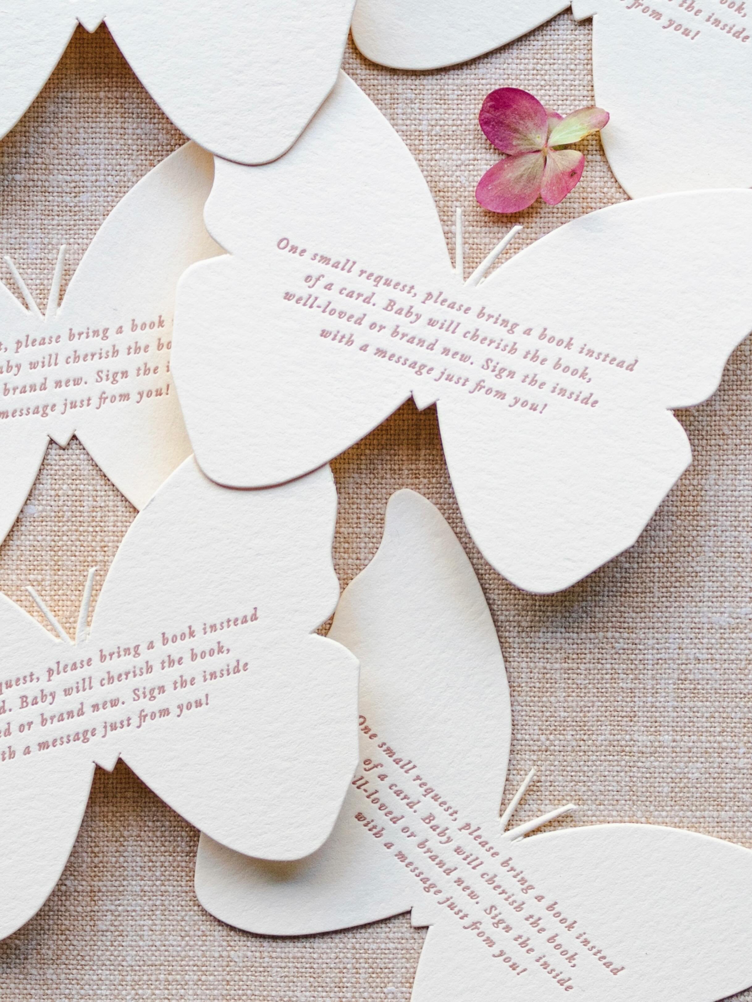 Love these little butterfly insert cards 🦋 

#letterpresslove #prettypaper #invitations #babyshower #stationerydesign