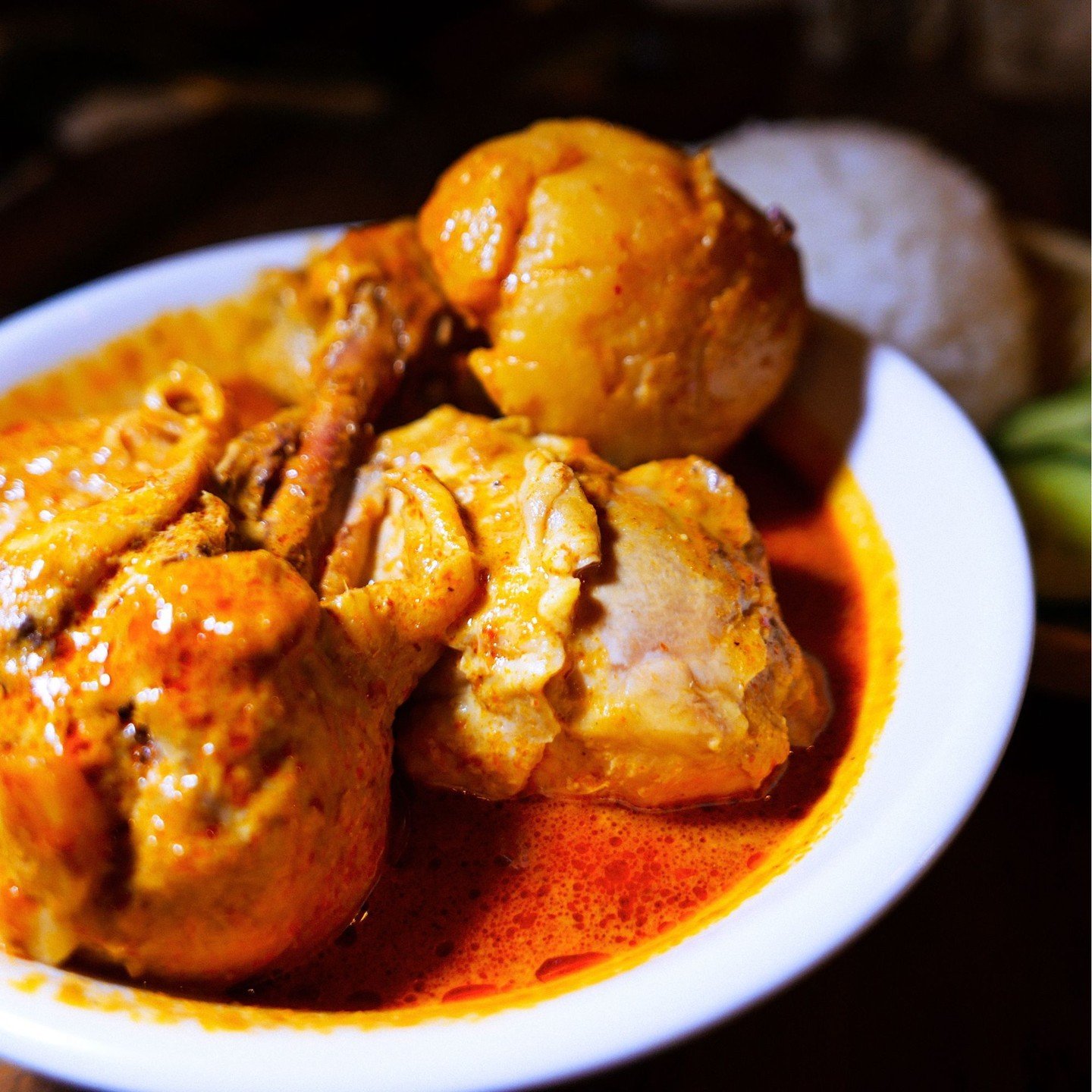 Our Chicken Curry is cooked Nyonya-style, with a rich creamy coconut base!