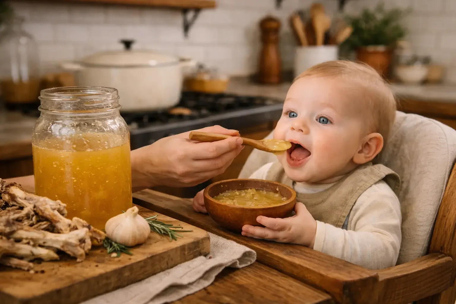 The First Food We Gave Our Son (And Why We Chose Homemade Chicken Stock)