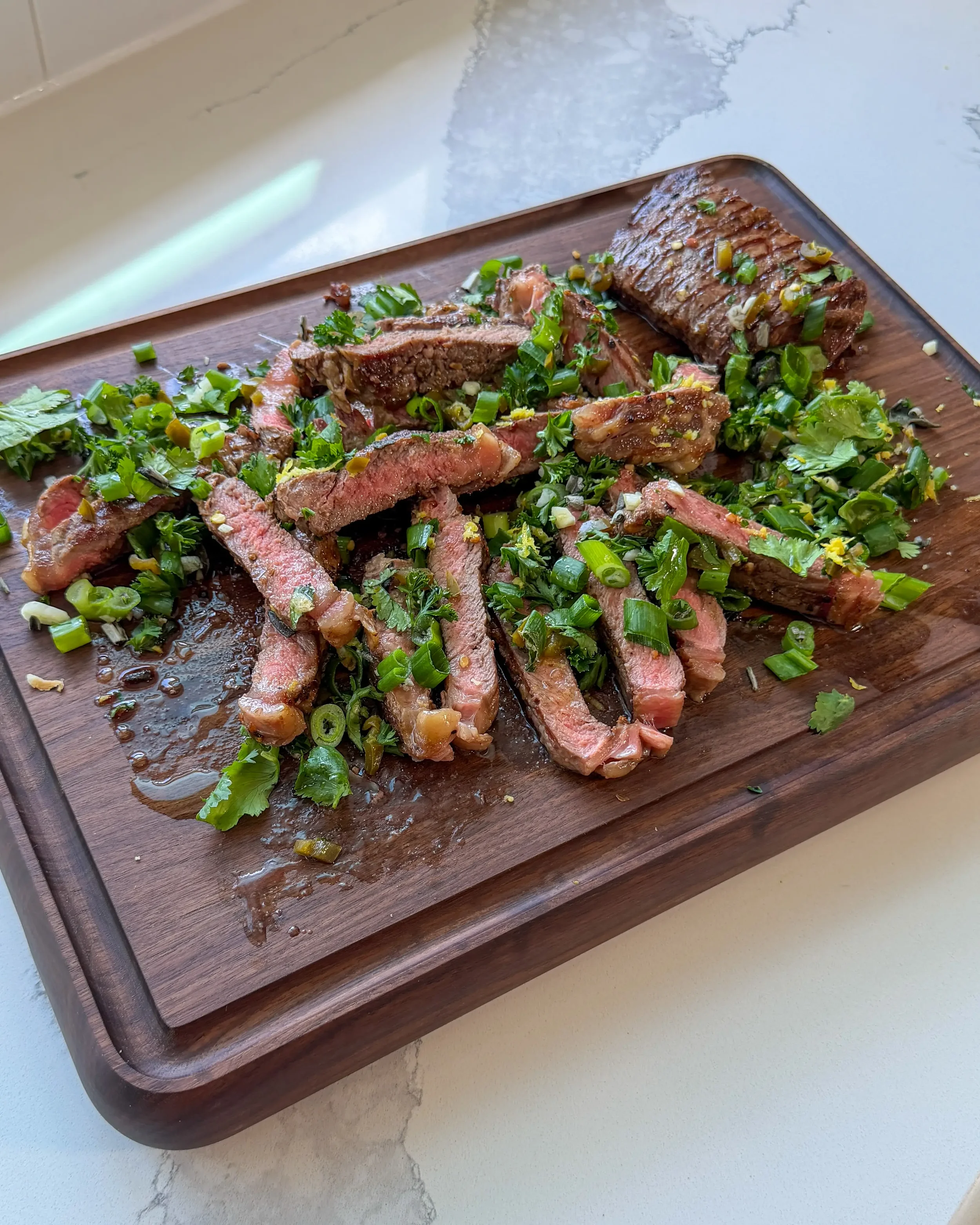 Cast Iron Steak with Herby Garlic Board Sauce