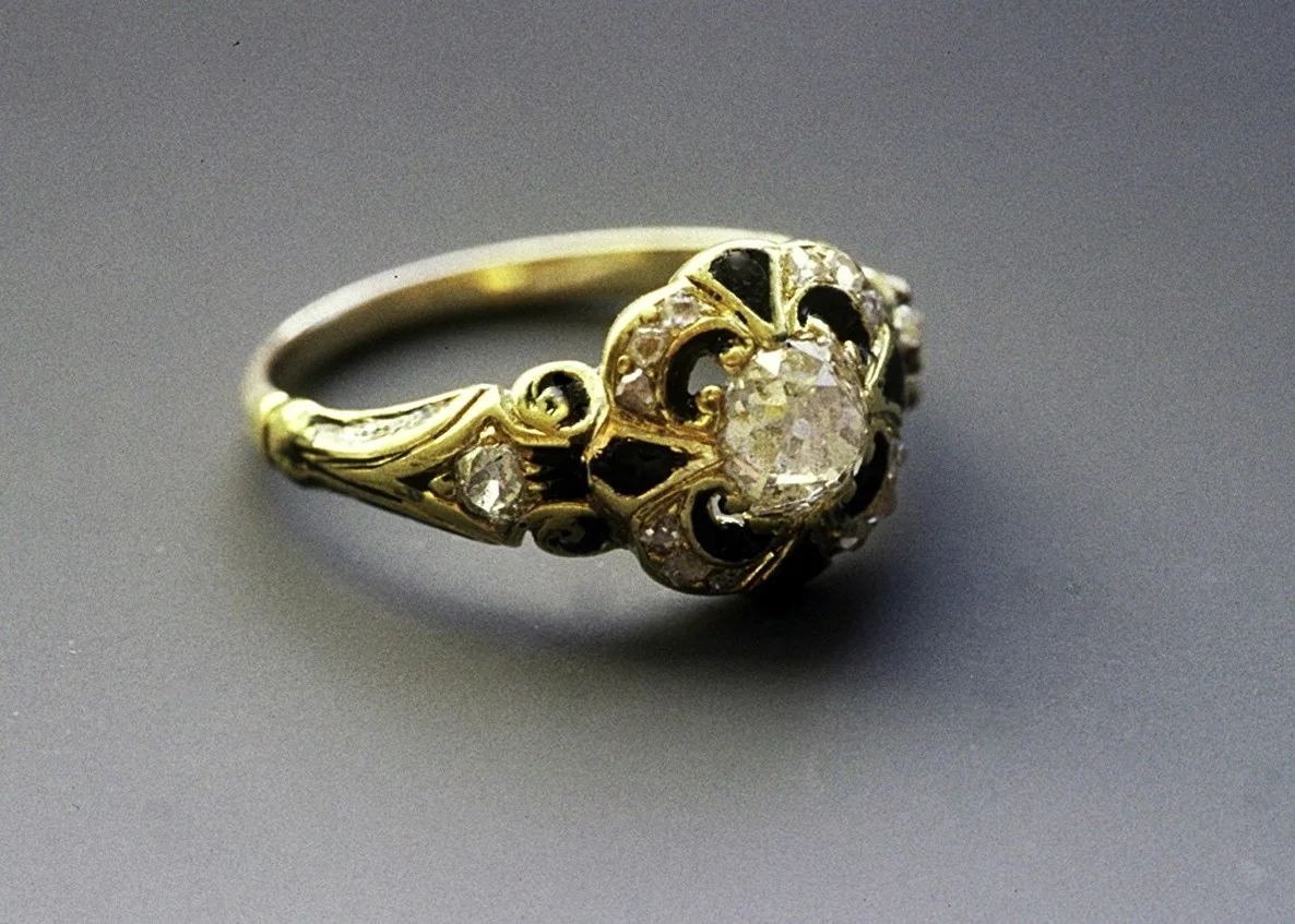 The ring restored with black enamel by Kevin Glenn Crane