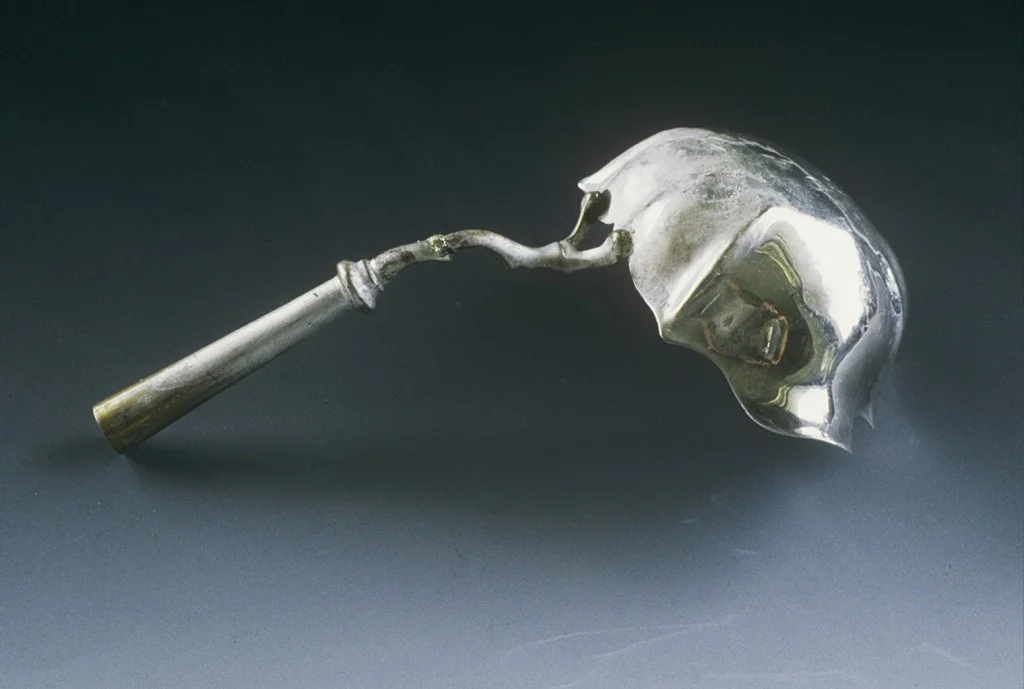 the Punch bowl has been welded with sterling silver to create a stronger joint.