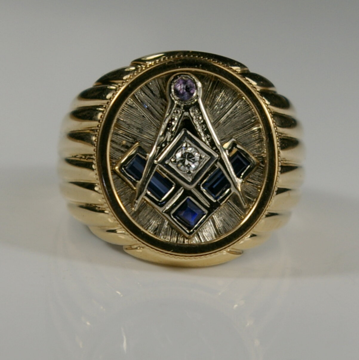 Masonic ring after restoration at Crane Jewelers Ltd. in 2019.JPG