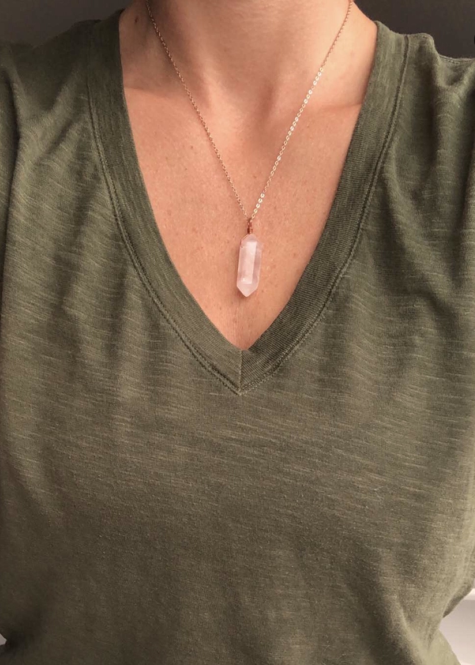 Chain necklace rose quartz pendant rose gold gilded