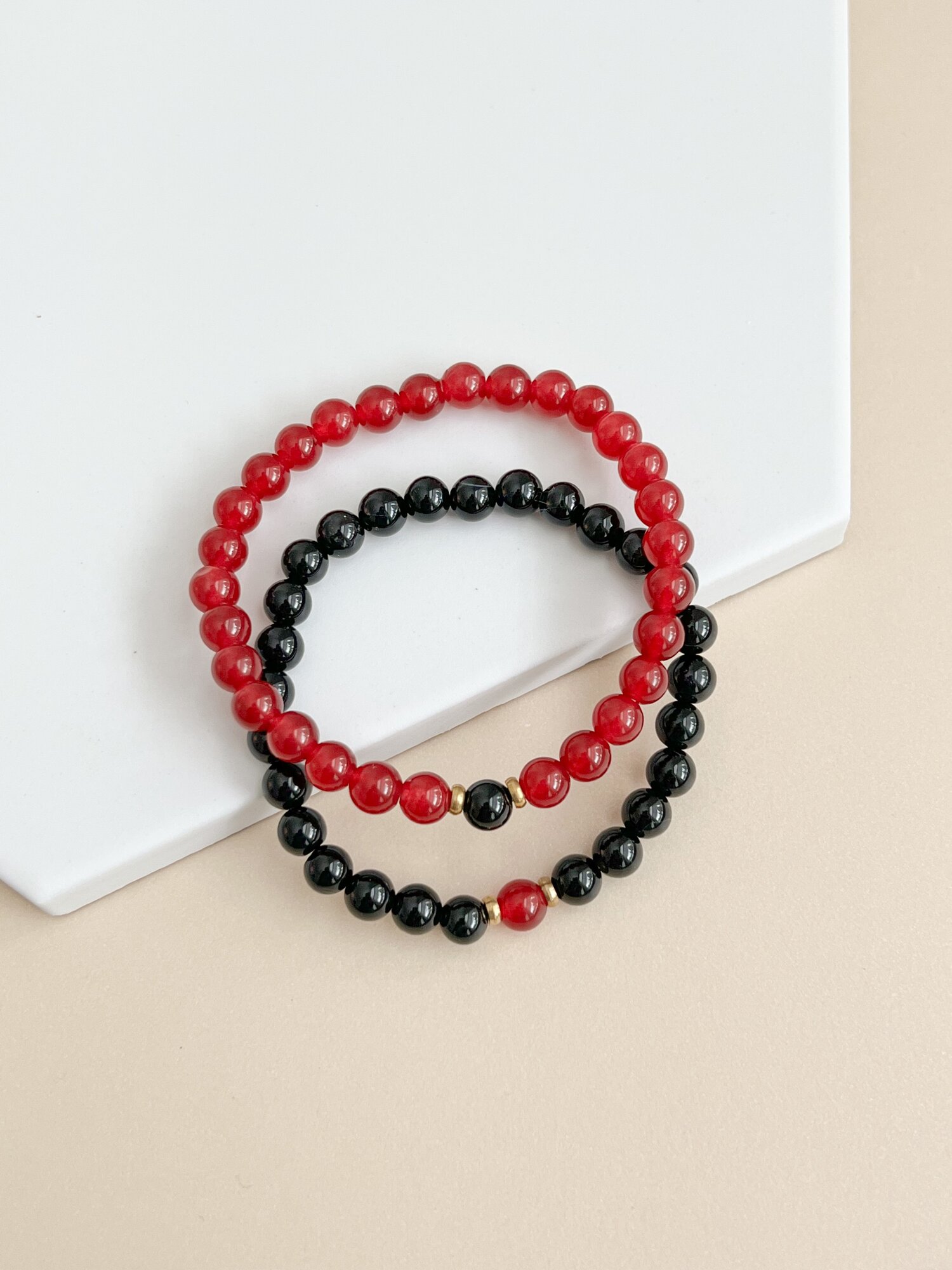 Red Jade Onyx Bracelet Set — Something Jade