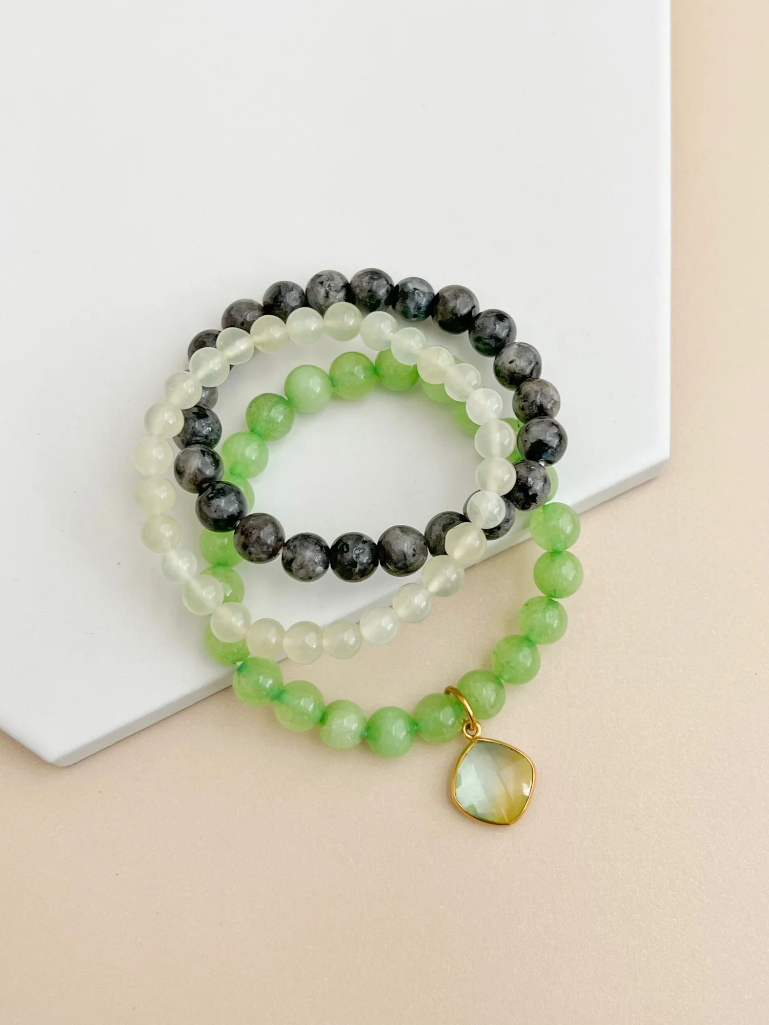 Lime Green Jade Bracelet Set Something Jade