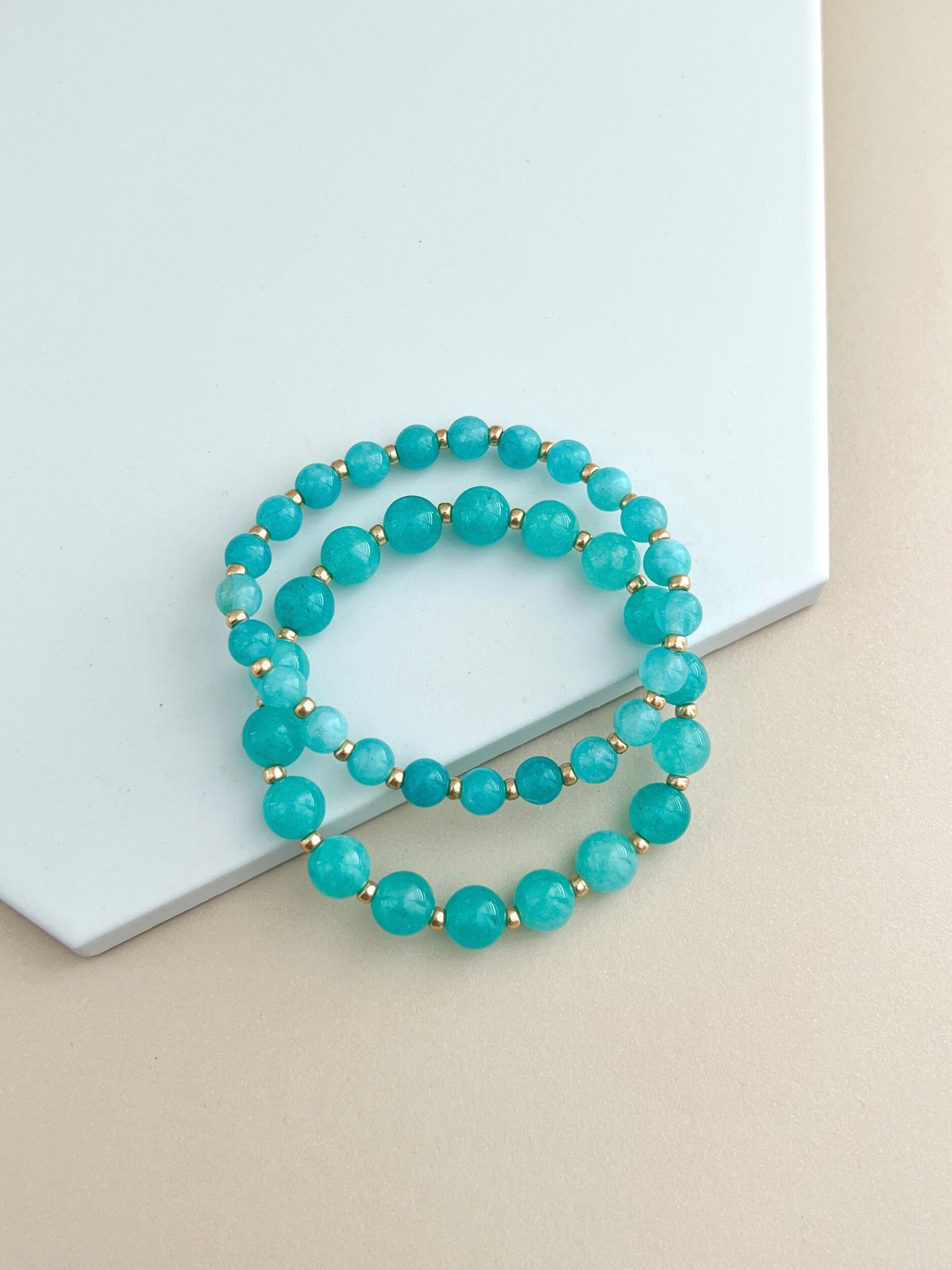 Amazonite Seed Bead Bracelet Set