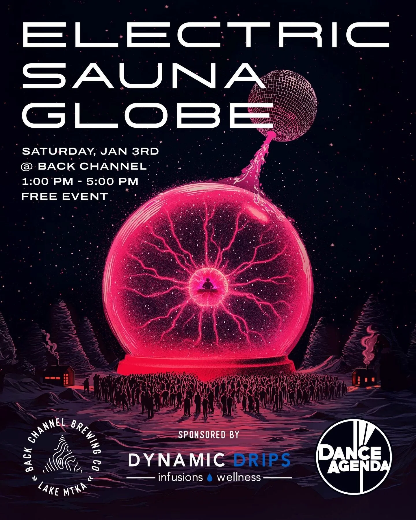 After all the indulgence throughout the holiday season, we&rsquo;re serving up a recovery day filled with dance, sauna and connection.

@backchannelbrewing and @danceagenda bring you - Electric Snow Globe.

On Saturday, January 3rd from 1-5pm, we inv