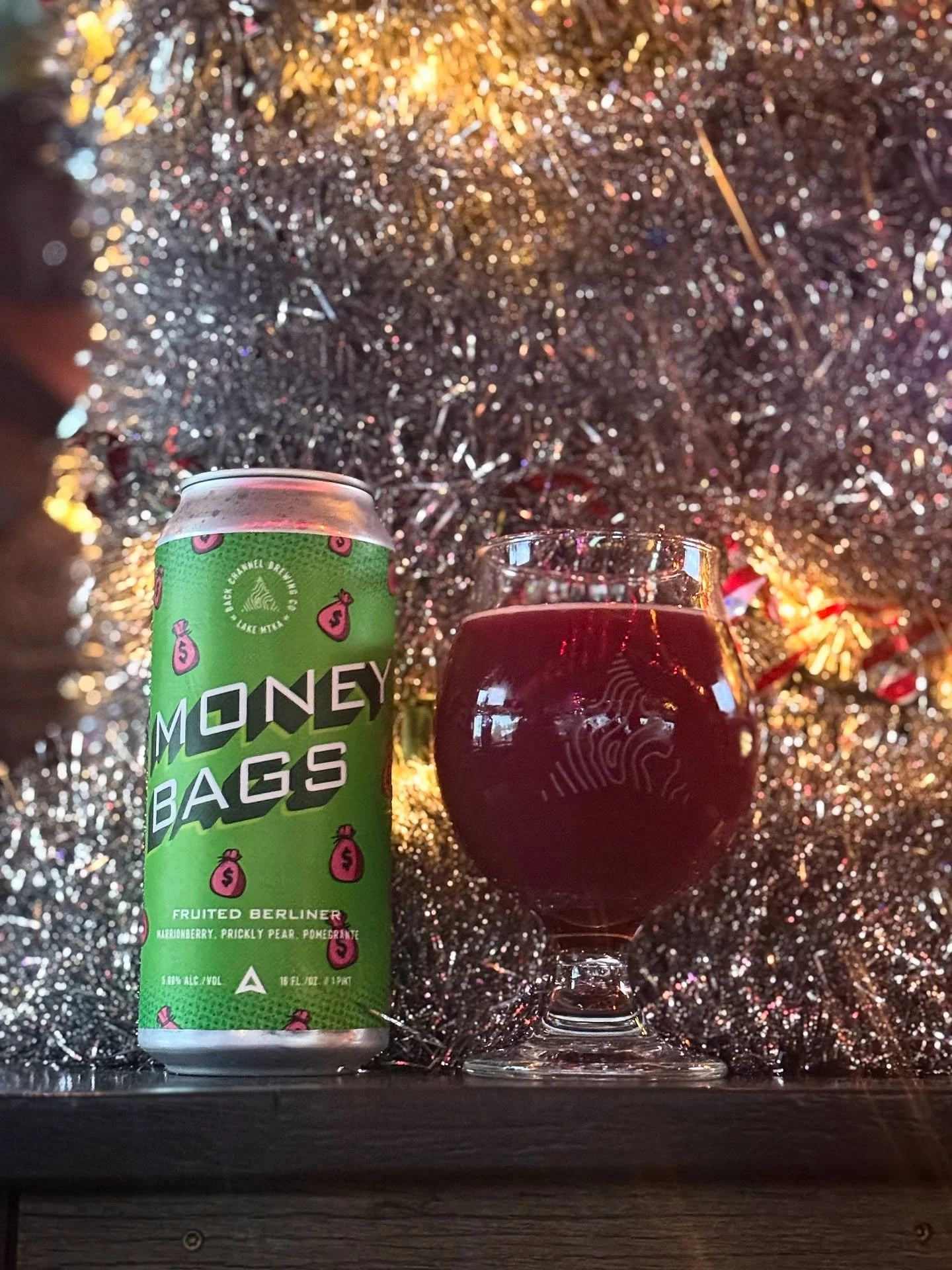 Our Jingle bar is still rocking through Sunday.

Stop in to feel all the Christmas joy you can handle and cleanse your palate with the highest rated sour in Minnesota throughout 2024 AND 2025 according to @untappd 

Moneybags - Fruited Berliner w/ Ma
