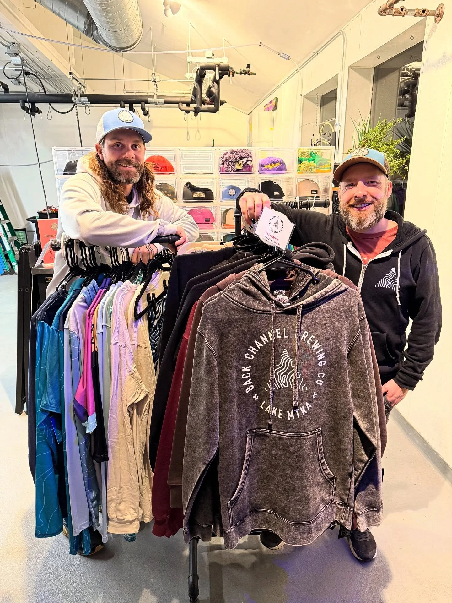 Our mighty merch wall sees a lot of action with all the rotating items destined for your closet.

But don&rsquo;t miss out on the merch clearance rack that&rsquo;s hanging out in the entry to our brewhouse.

We&rsquo;ve got a lot of good stuff availa