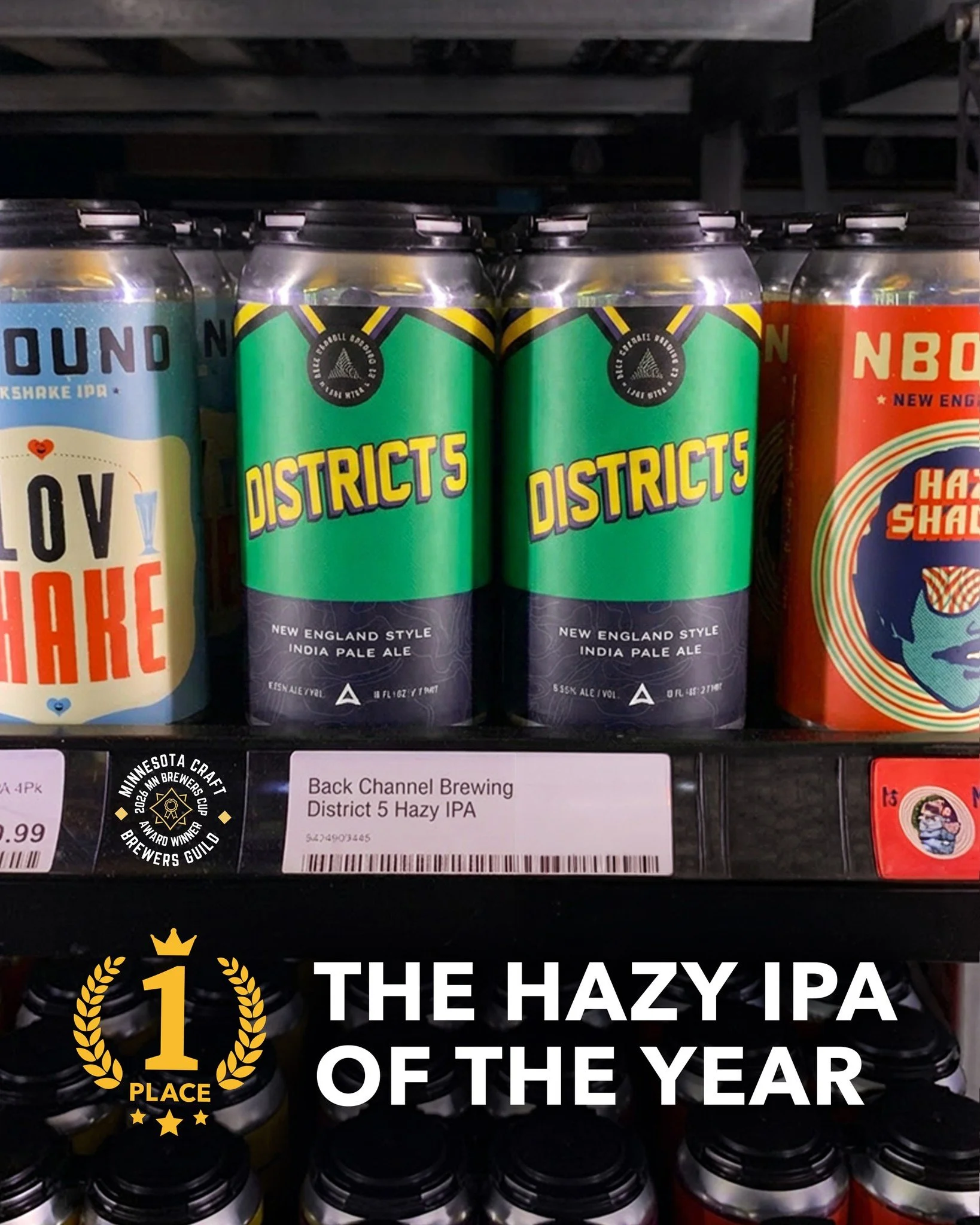 Award-winning haze.

District 5 was just named Hazy IPA of the Year in Minnesota at the MN Brewers Guild Brewers Cup Awards where it won 1st Place.

District 5 &mdash; NEIPA (6.25%)

Orange // Peach // Pineapple

A hazy, hop-saturated brew loaded wit