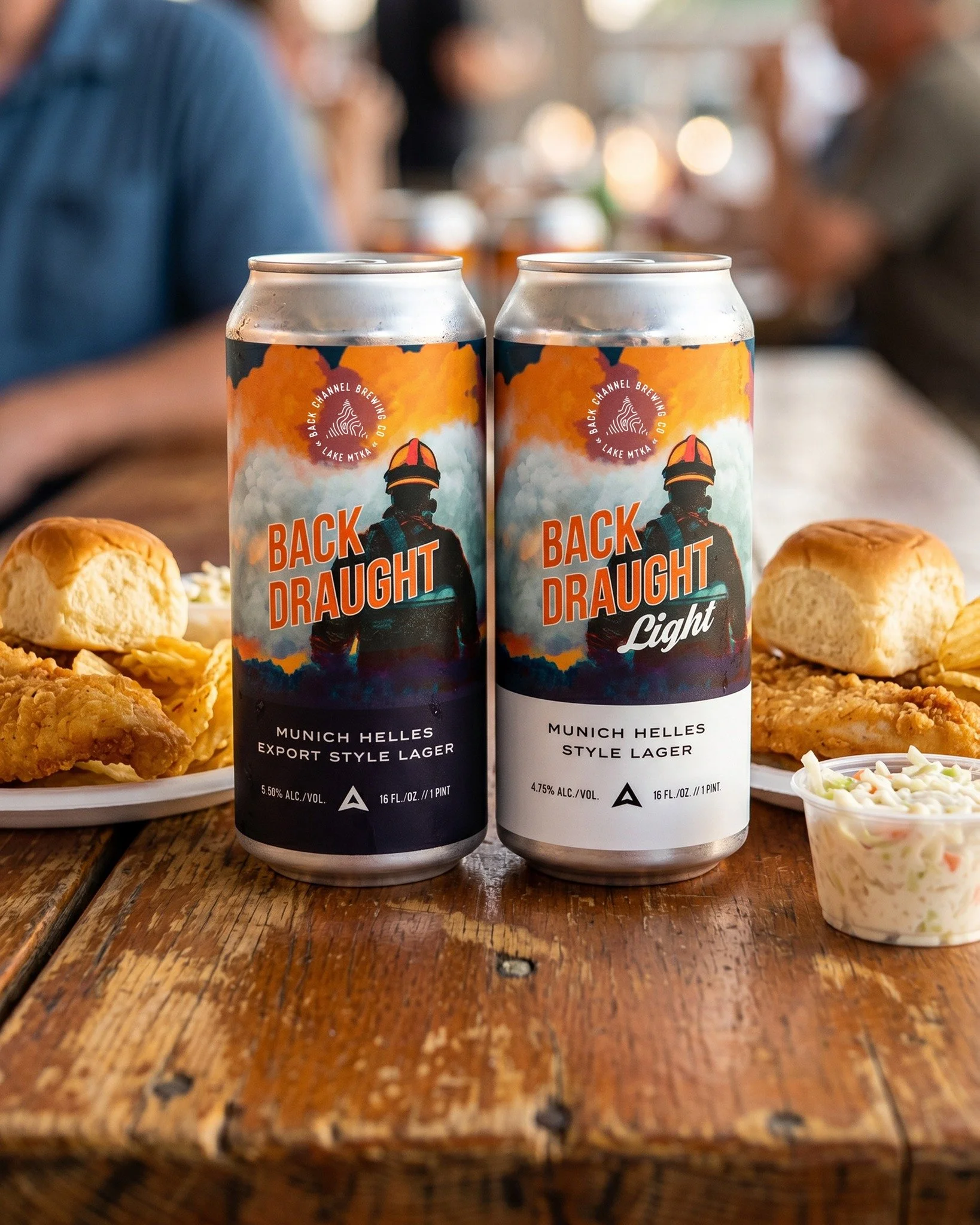 A local tradition deserves a proper beer.

Actually, make that two.

The Mound Fire Fish Fry is tomorrow. Back Channel will be there serving, and we&rsquo;re bringing both Back Draught lagers:

Back Draught (5.50%)
Munich Helles Export Style Lager

(