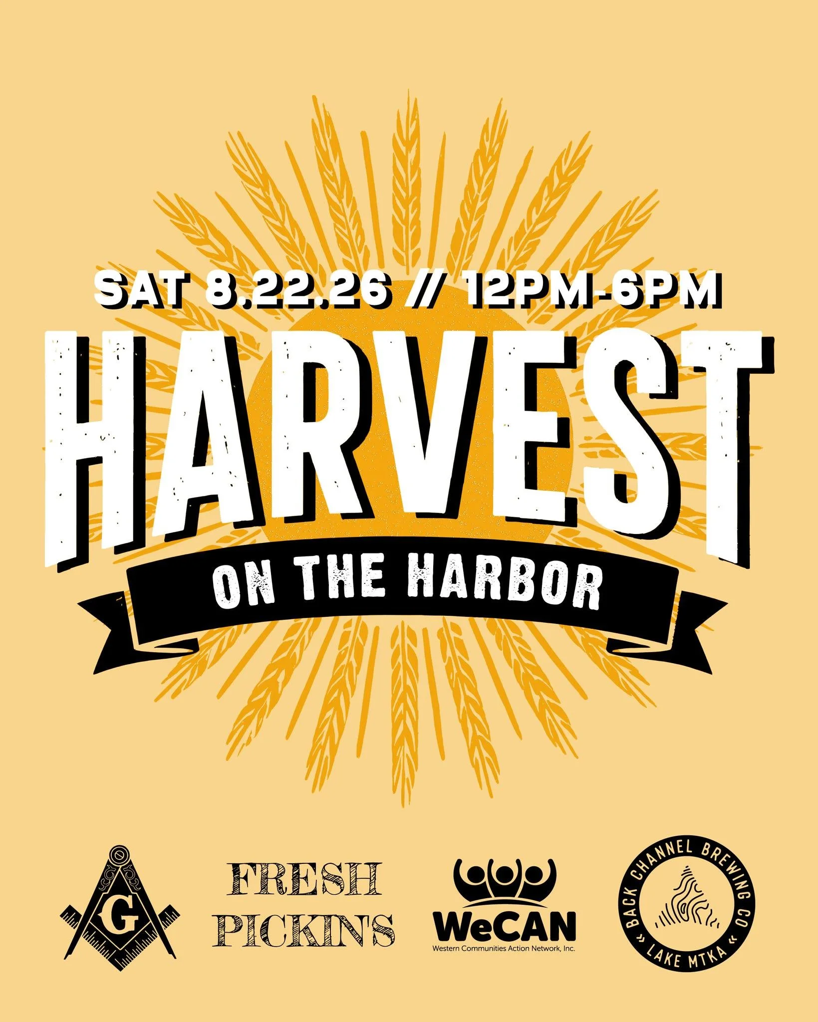 Mark your calendars for Harvest by the Harbor!

Saturday, August 22 // 12&ndash;6PM

Celebrate the season with an afternoon on the lake featuring great food, live music, family fun, and a chance to give back to the community.

Here&rsquo;s what&rsquo