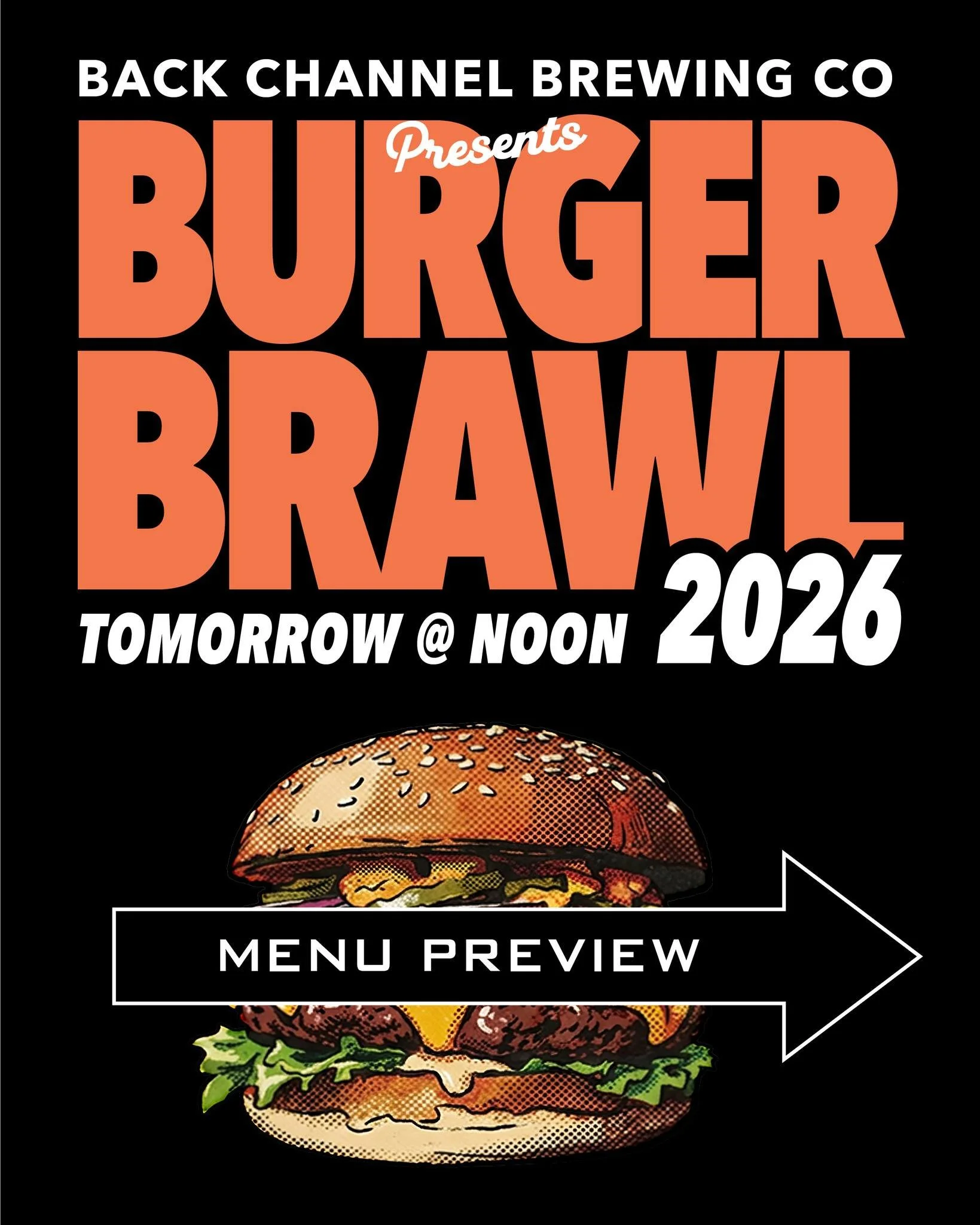 Tomorrow we Brawl.

Sunday, August 16 // 12&ndash;6PM

Five burger spots. Ten very different reasons to come hungry.

🍔 Brown Chicken Brown Cow @bcbc_eats
Old MacDonald // Peter Piper

🍔 Burger Daddies @eatburgerdaddies
Cheese Please // Live Mas 

