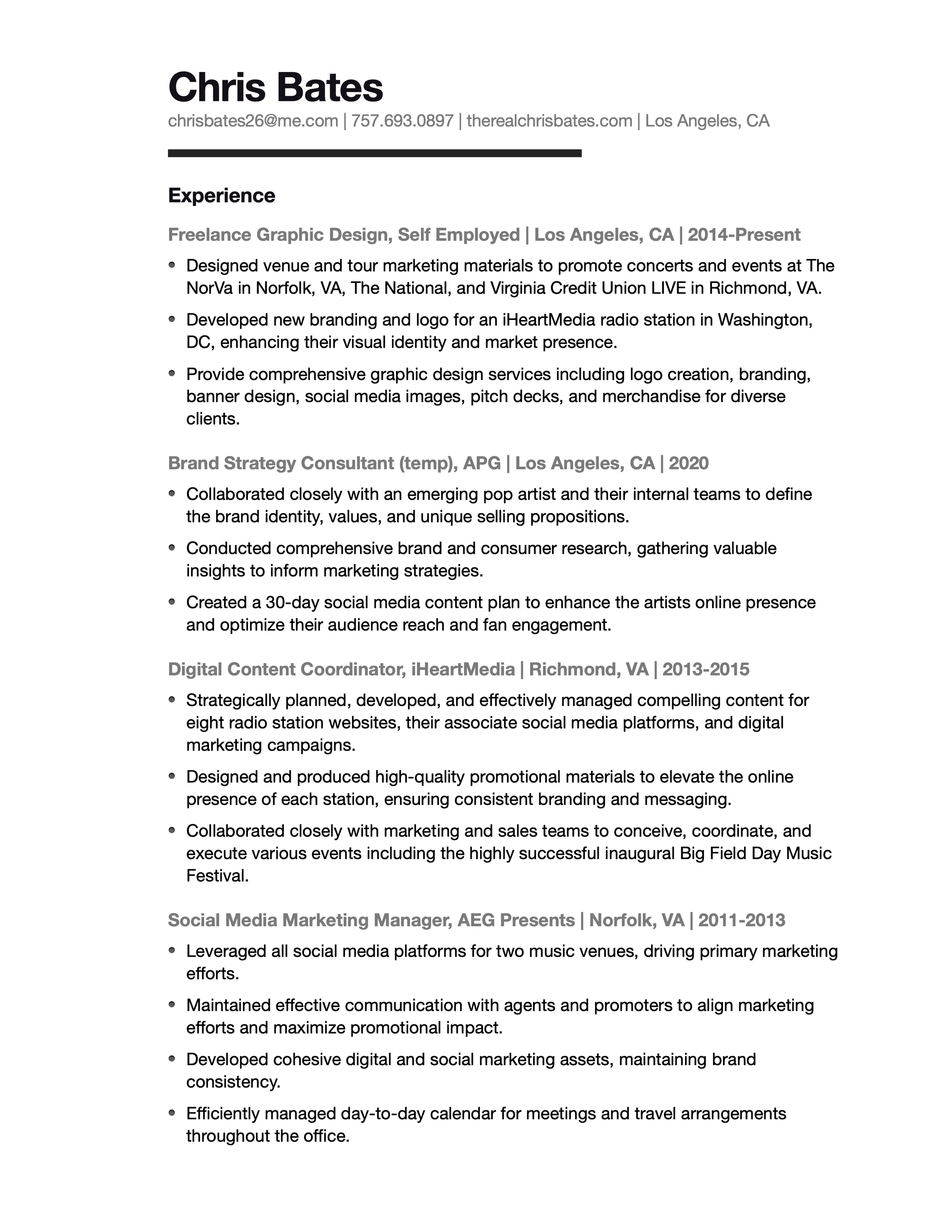 Resume — Chris Bates