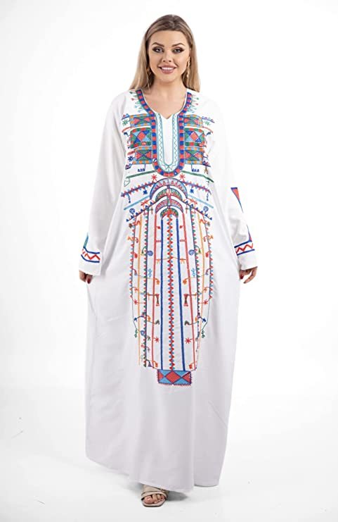 Egyptian Embroidered Kaftan Dress for Women  