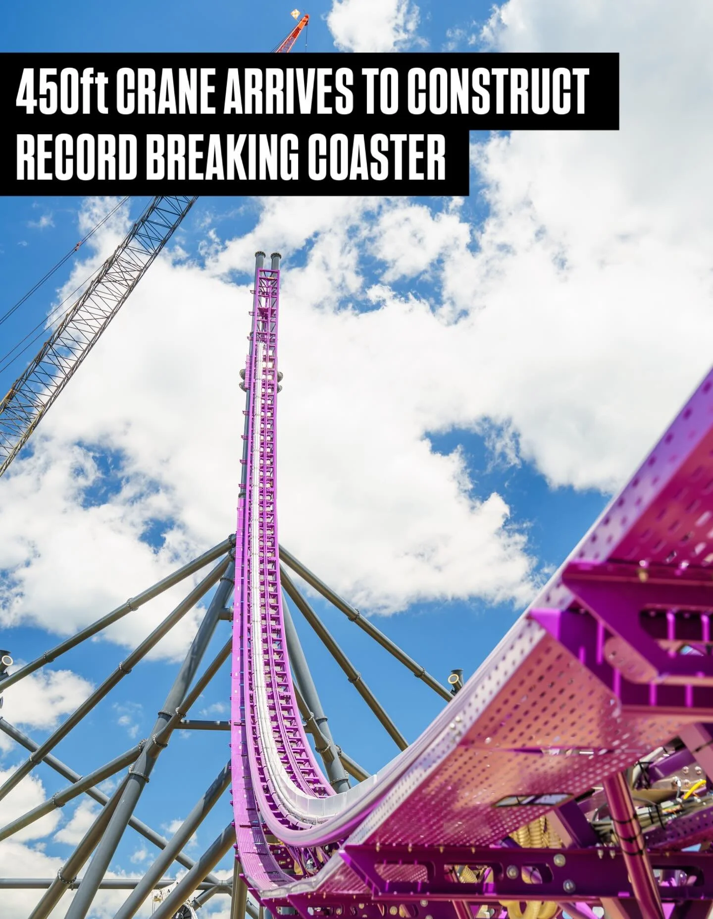 🚨BIG CRANE ALERT🚨 Project Purple is about to get VERY interesting with the arrival of a 450ft crane that will raise track pieces wayyyy up there. How high do you think this record breaker will be?!

.
📍: @sfgradventure 
📸: @sfgradventure 
.
#roll